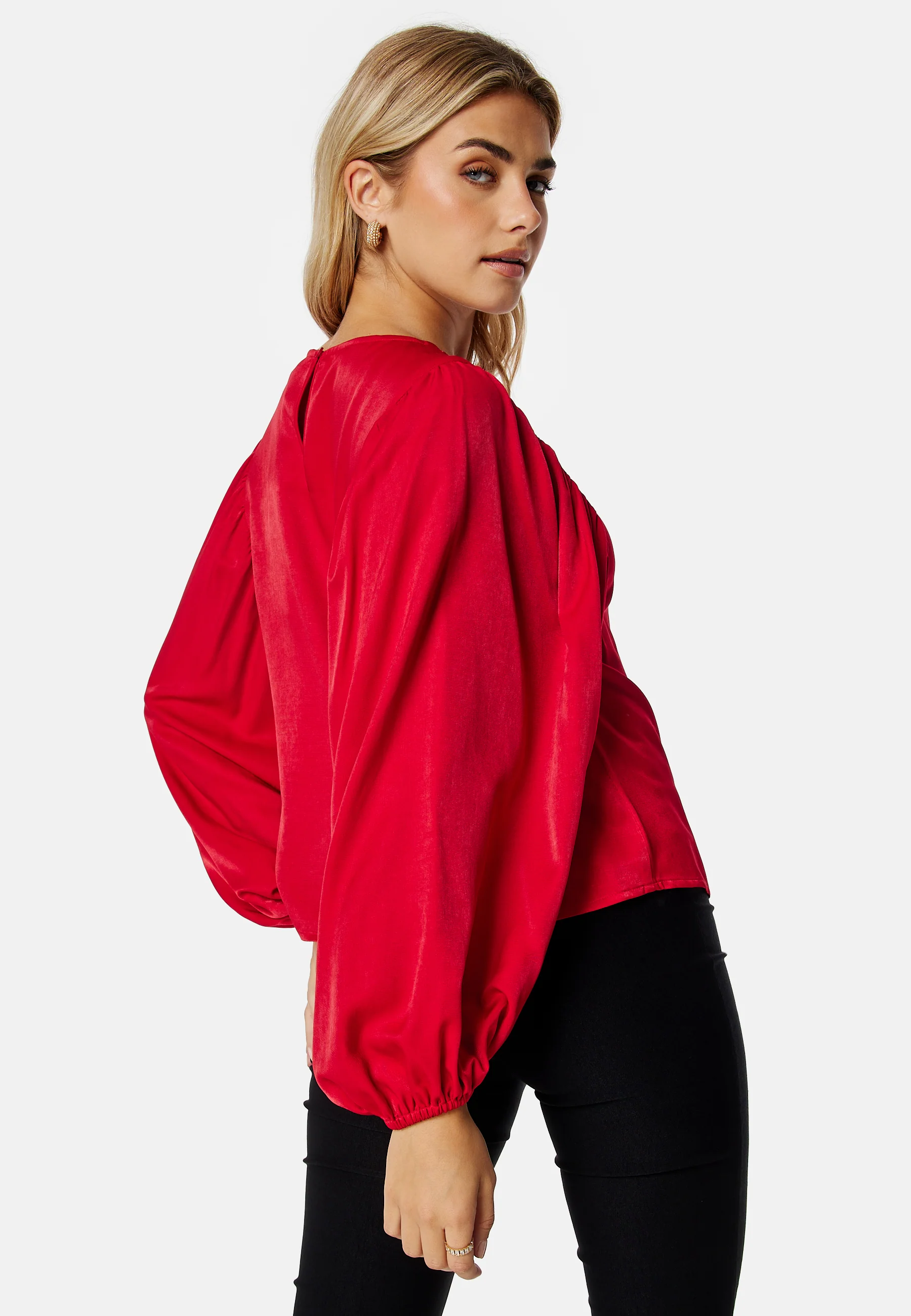 Round Neck Balloon Sleeve Blouse - Image 3