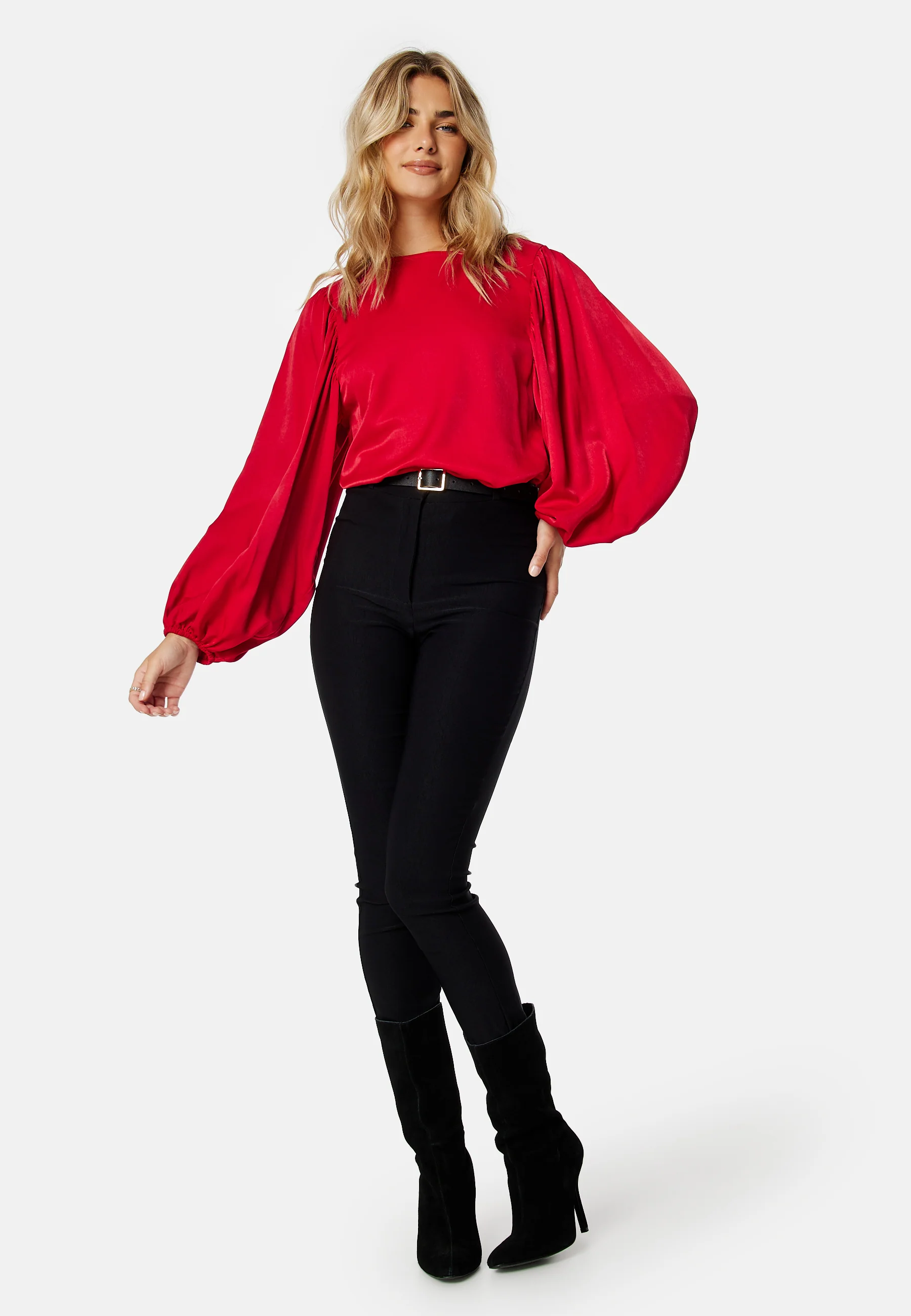 Round Neck Balloon Sleeve Blouse - Image 4