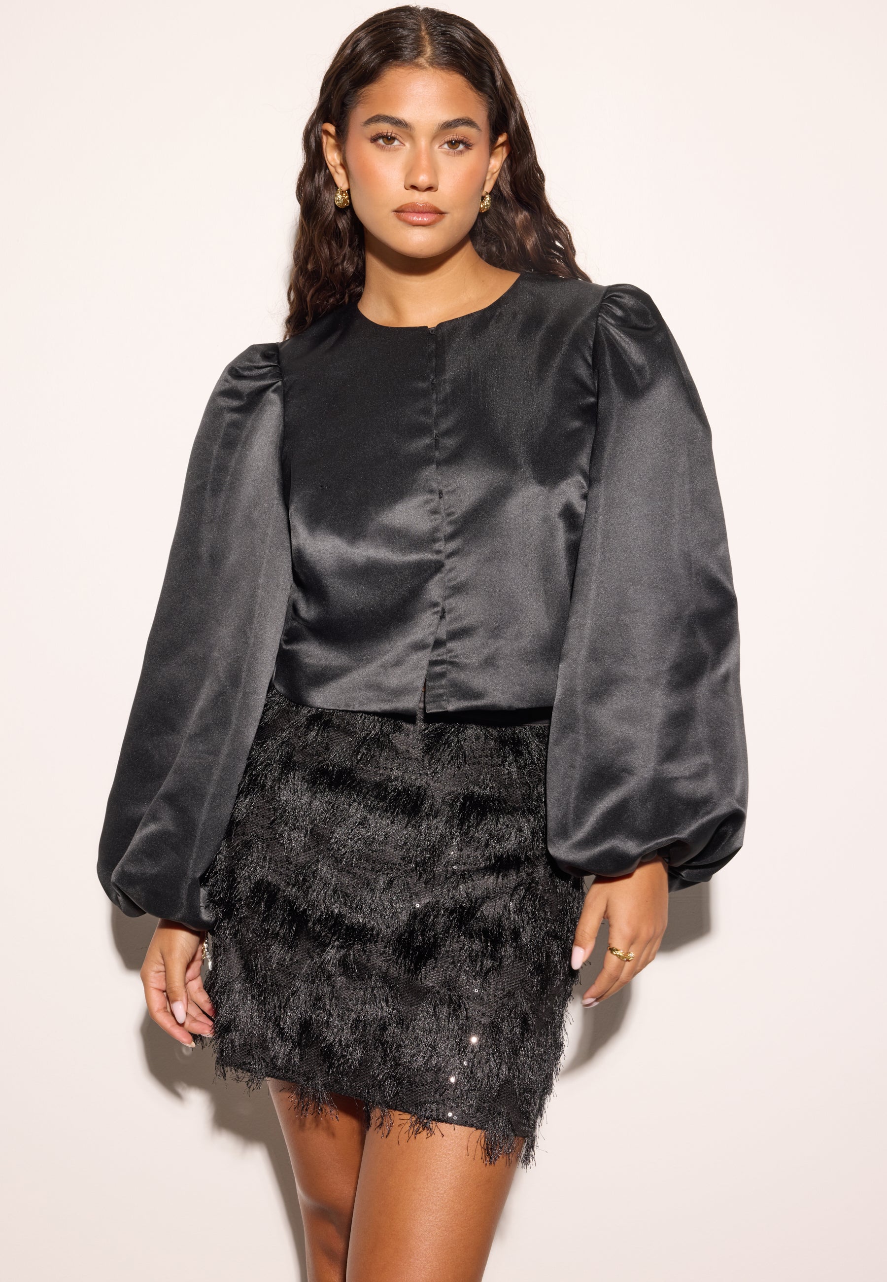 Round Neck Puff Sleeve Blouse - Image 2