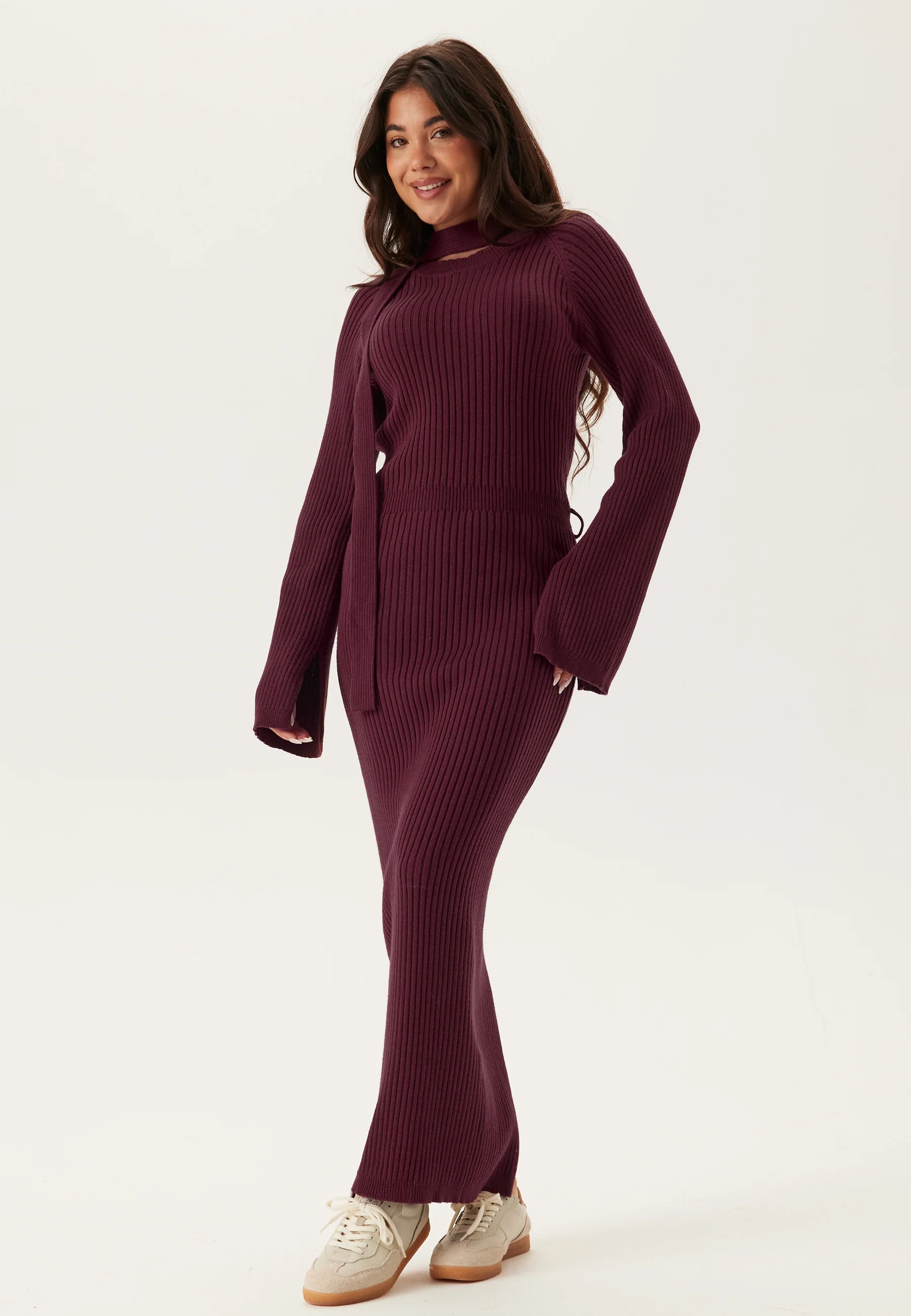 Round Neck Rib Knitted Maxi Dress - Image 2