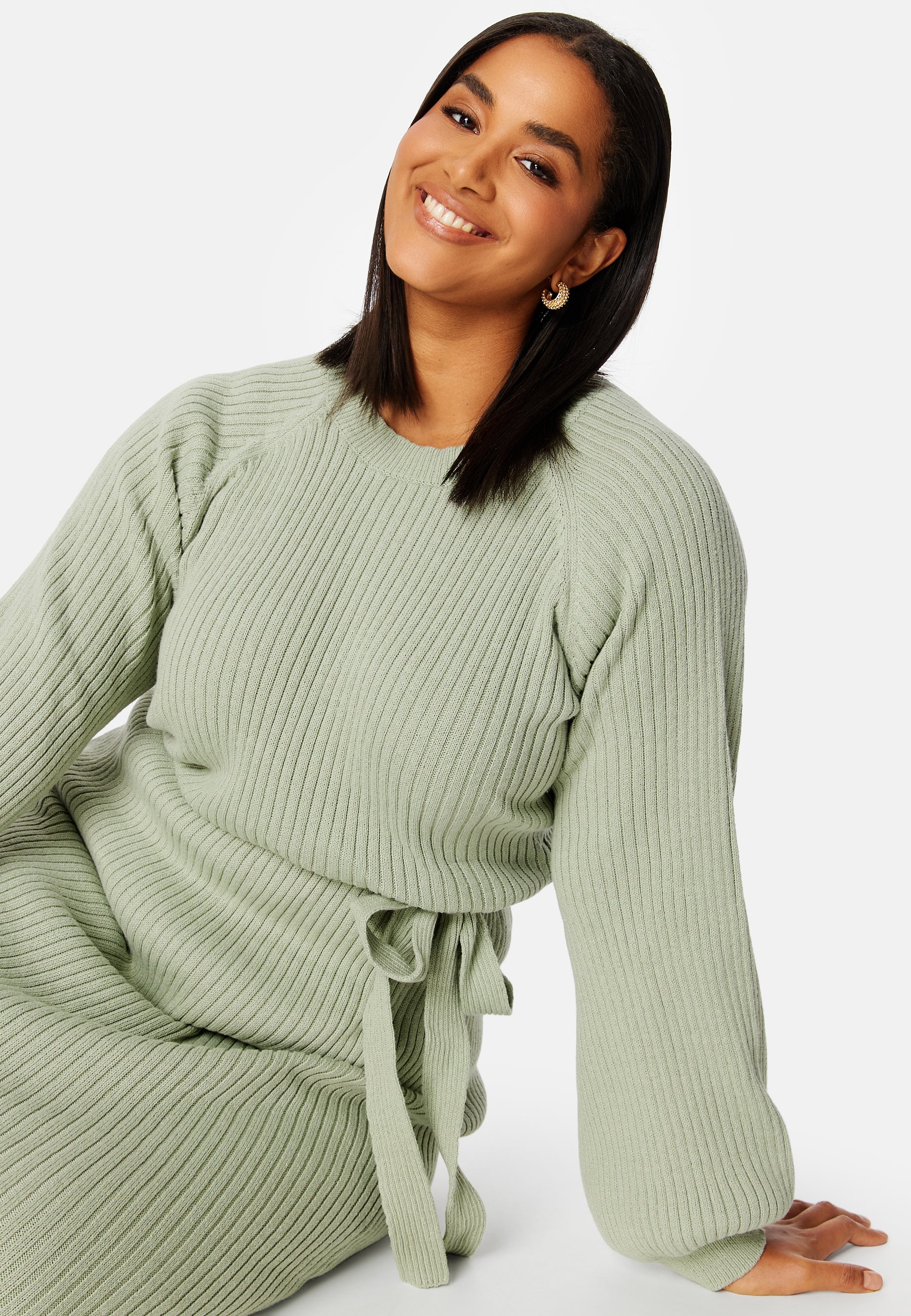 Round Neck Rib Knitted Midi Dress - Image 7