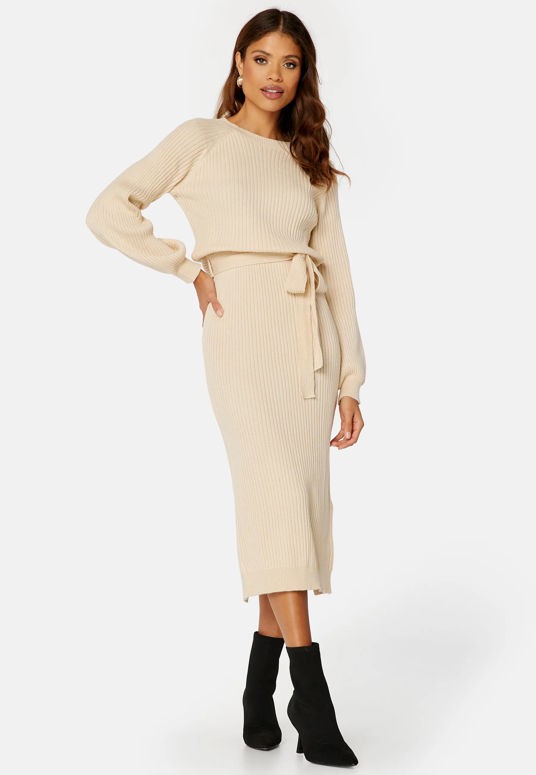 Round Neck Rib Knitted Midi Dress - Image 5