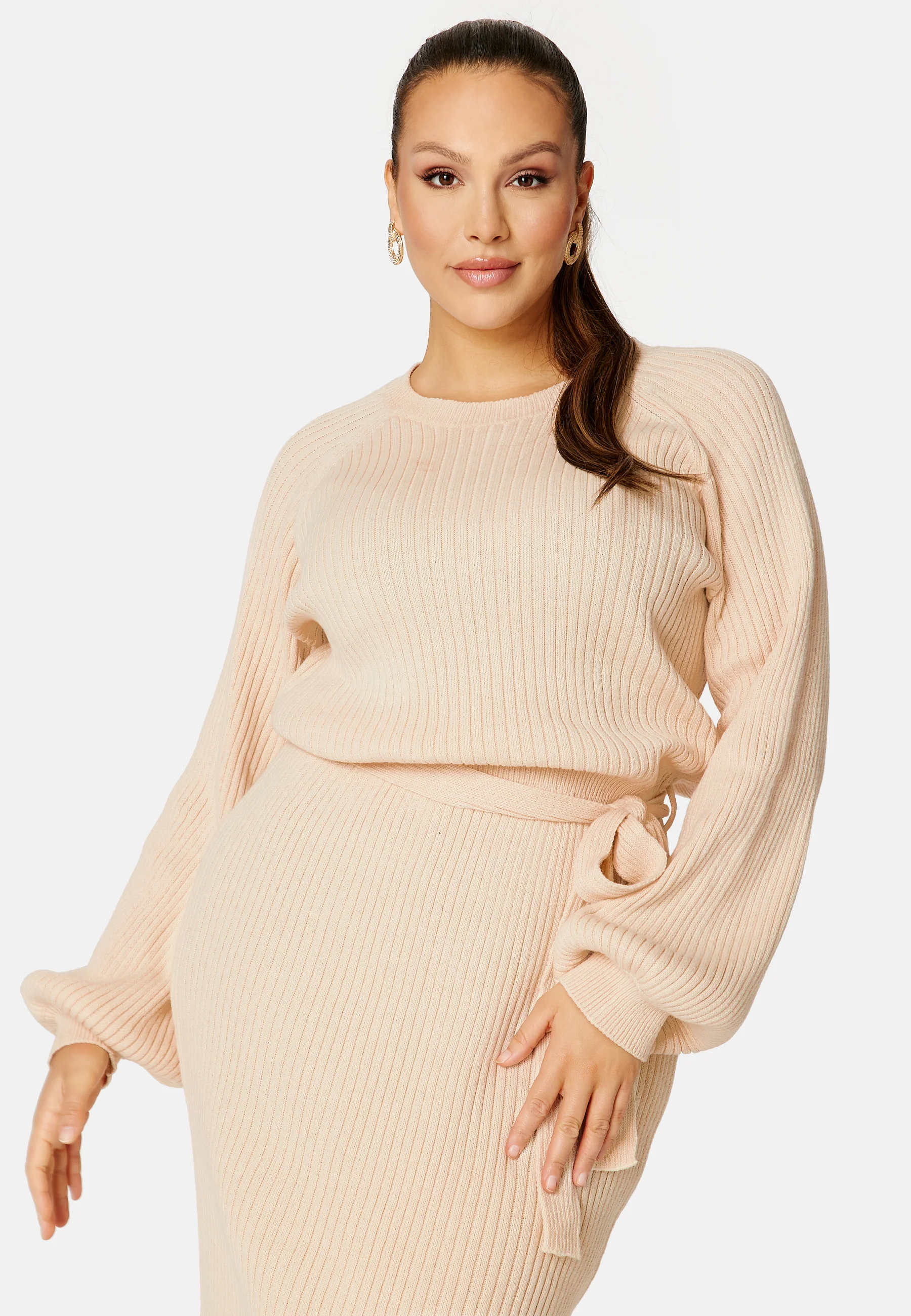 Round Neck Rib Knitted Midi Dress - Image 8