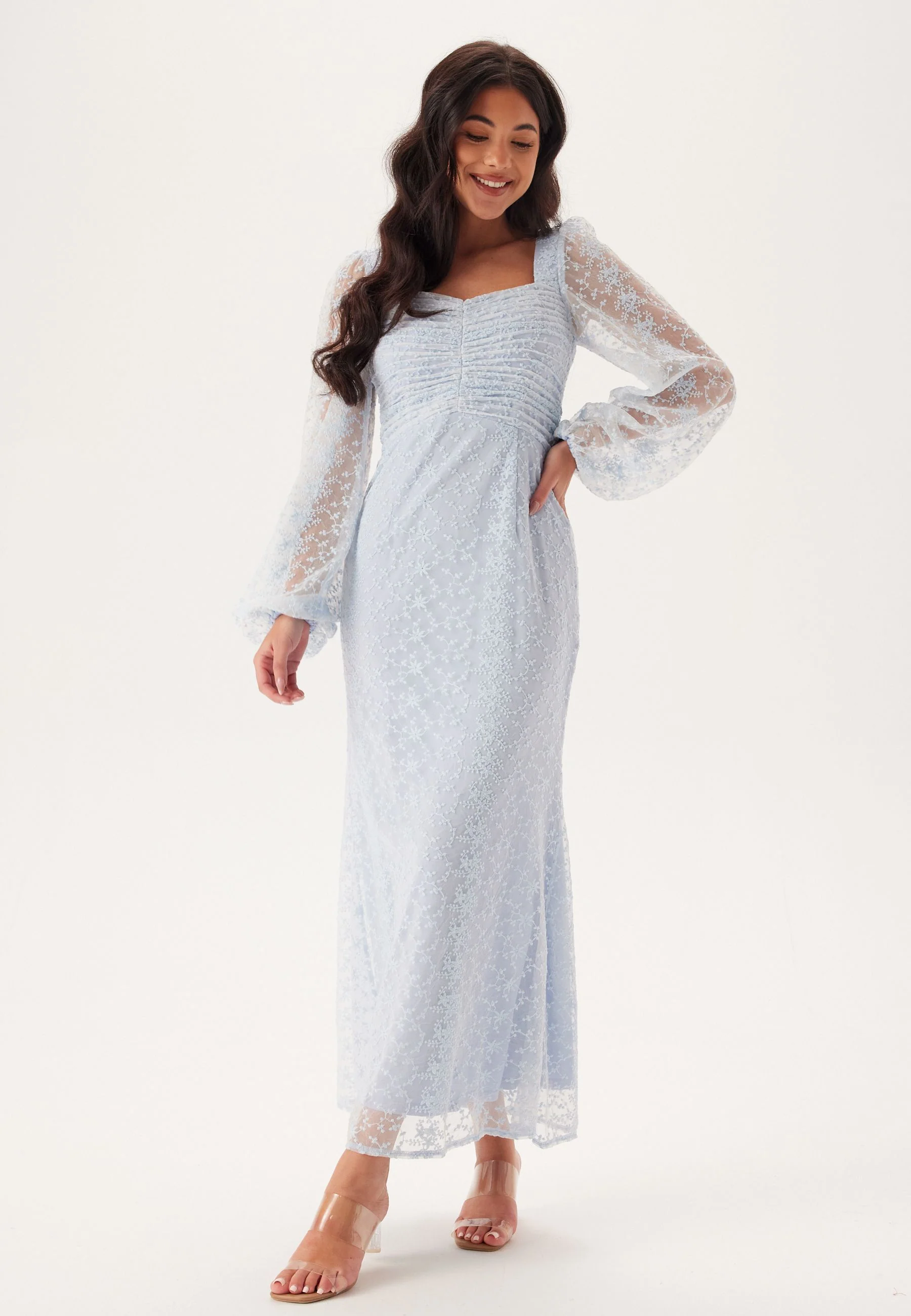 Ruched L/S Ankle Dress - Image 3