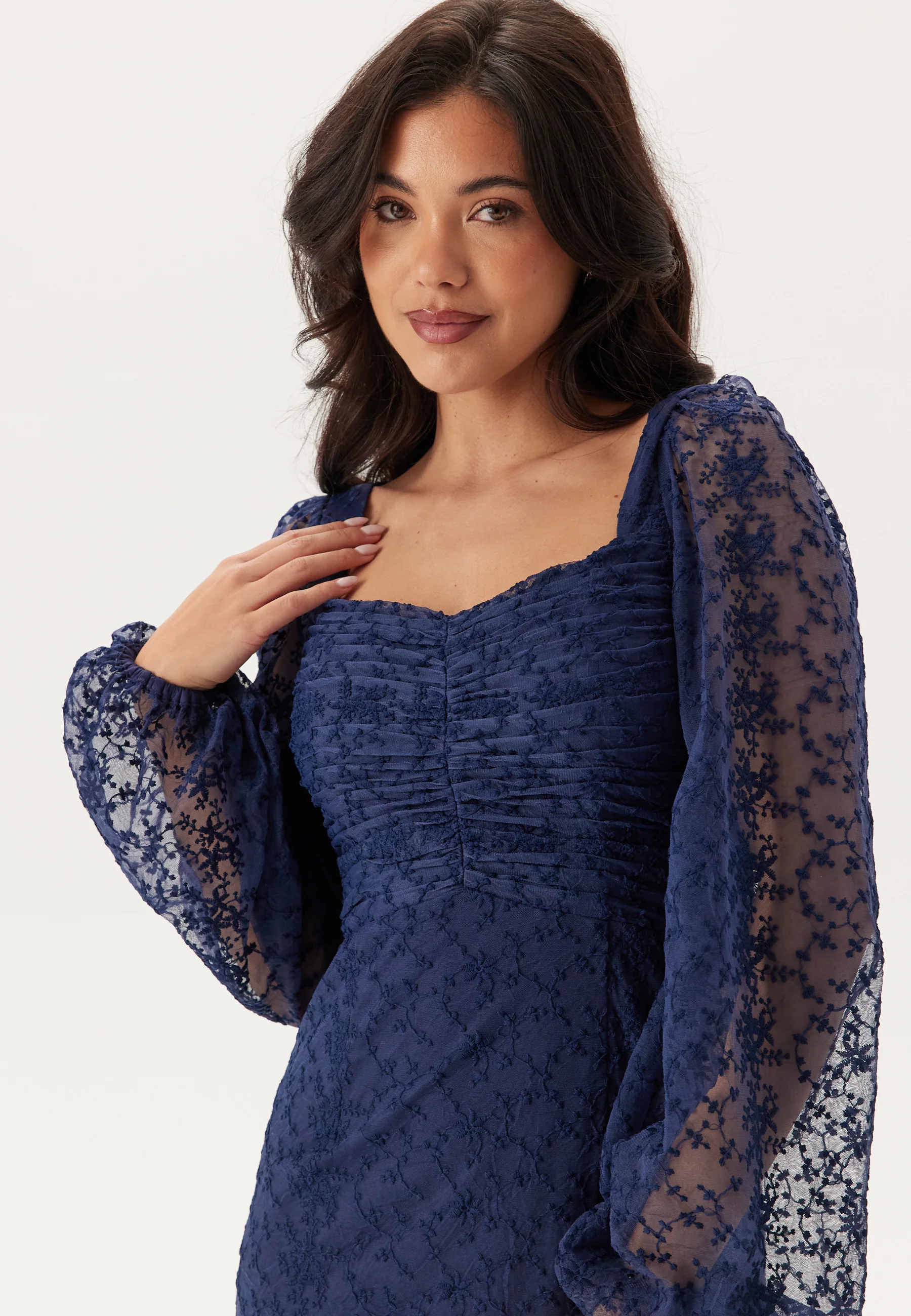 Ruched L/S Midi Dress - Image 3
