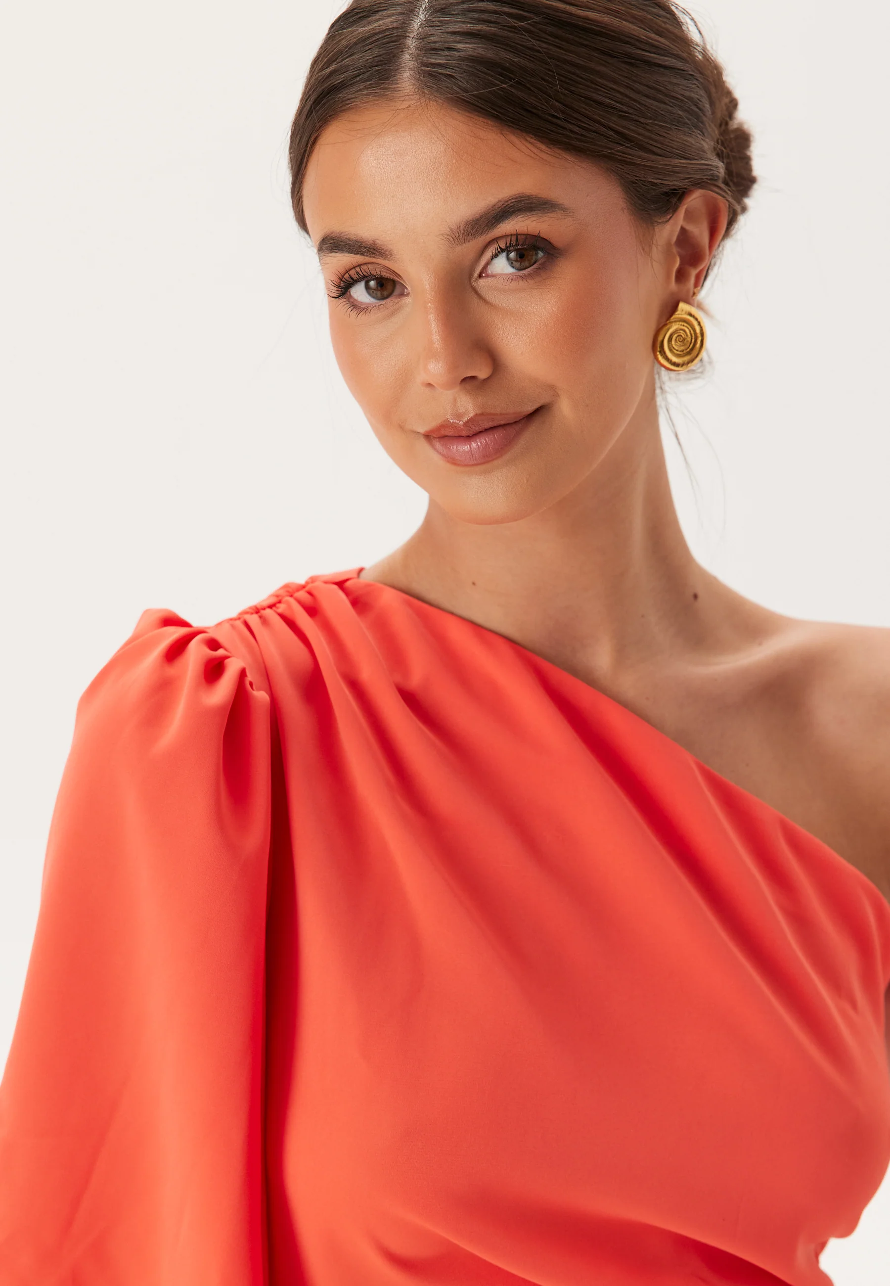 Ruched One Shoulder Midi Dress - Image 3