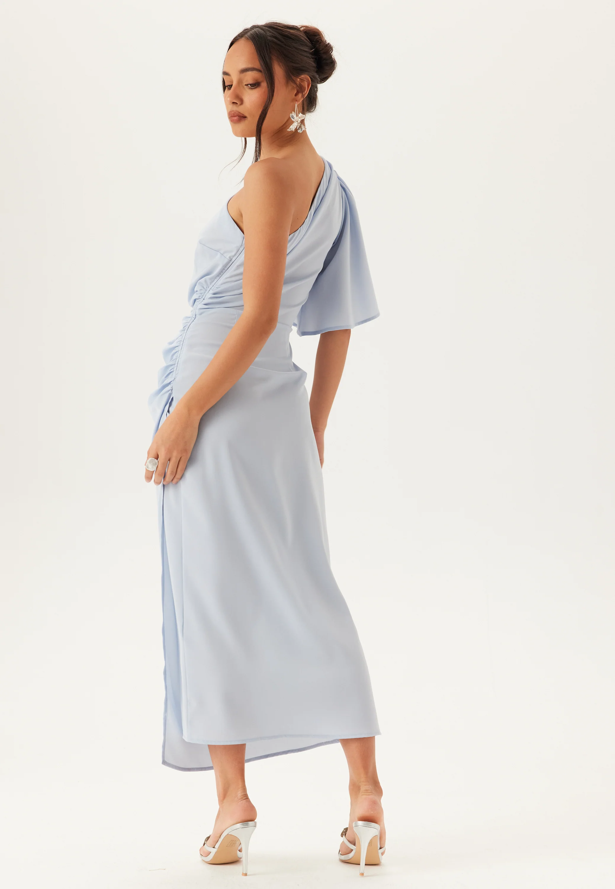 Ruched One Shoulder Midi Dress - Image 4