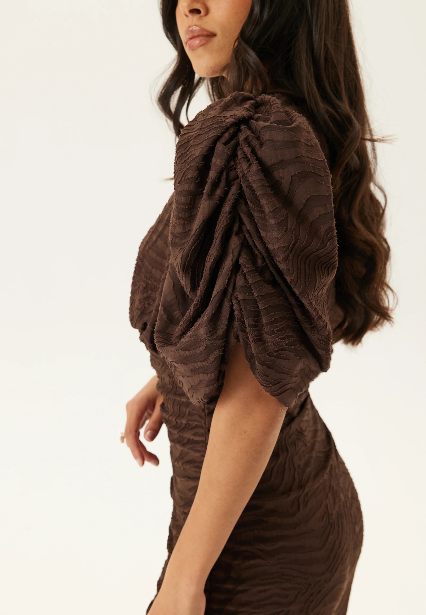 Ruched Puff Sleeve Dress - Image 3