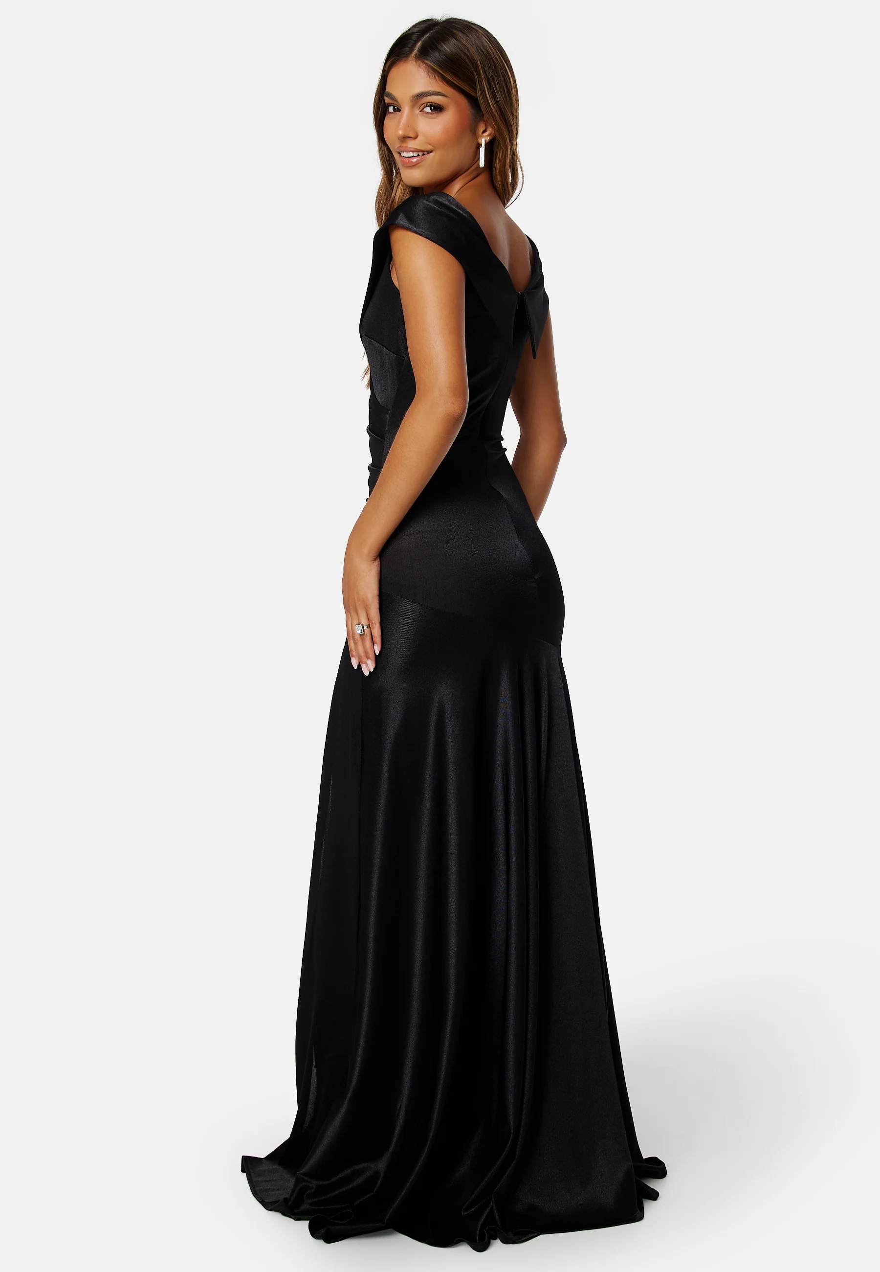 Satin Bardot Pleat Maxi With Split - Image 2