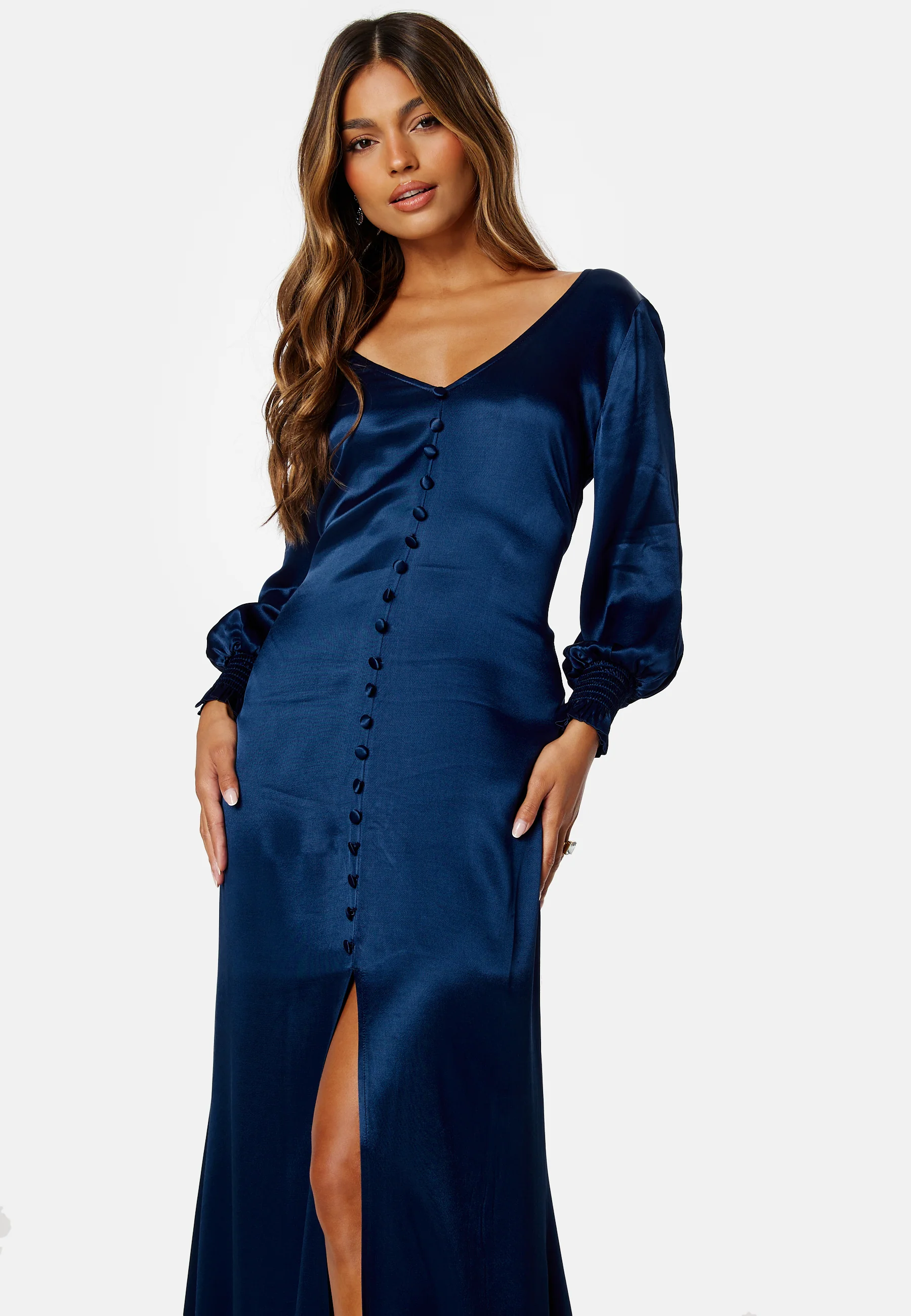 Satin Button Front Maxi Dress - Image 3