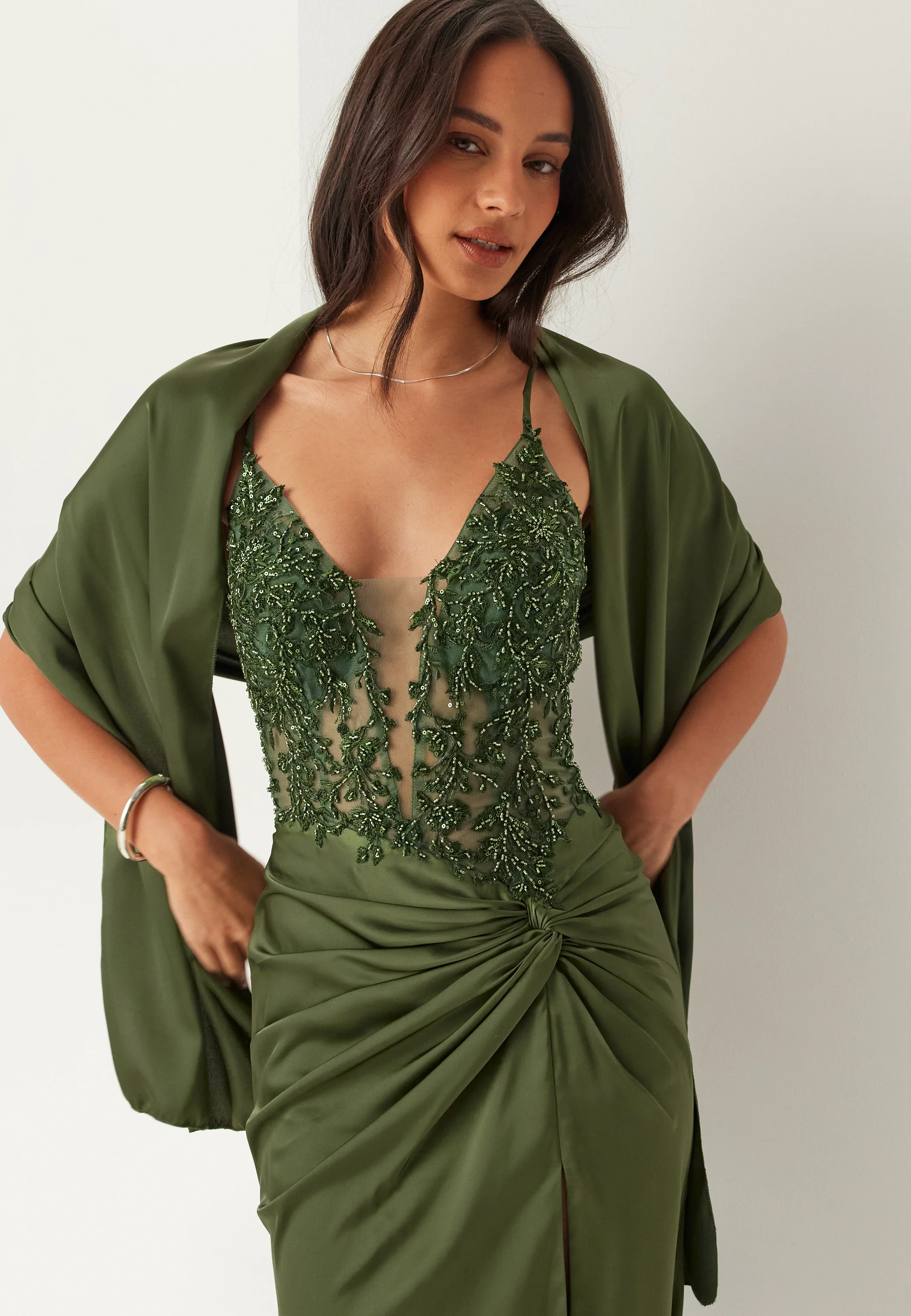 Satin Evening Dress With Back Lacing - Image 6