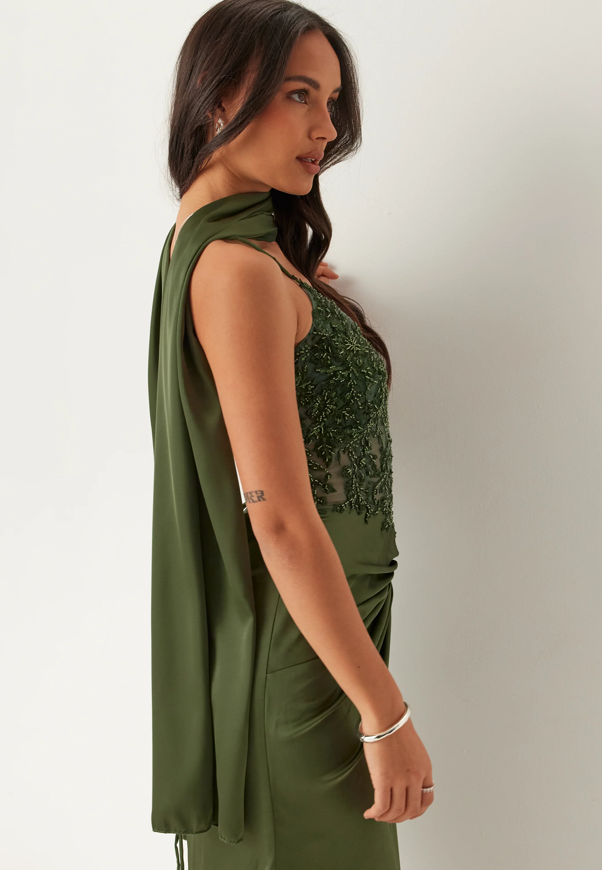 Satin Evening Dress With Back Lacing - Image 7