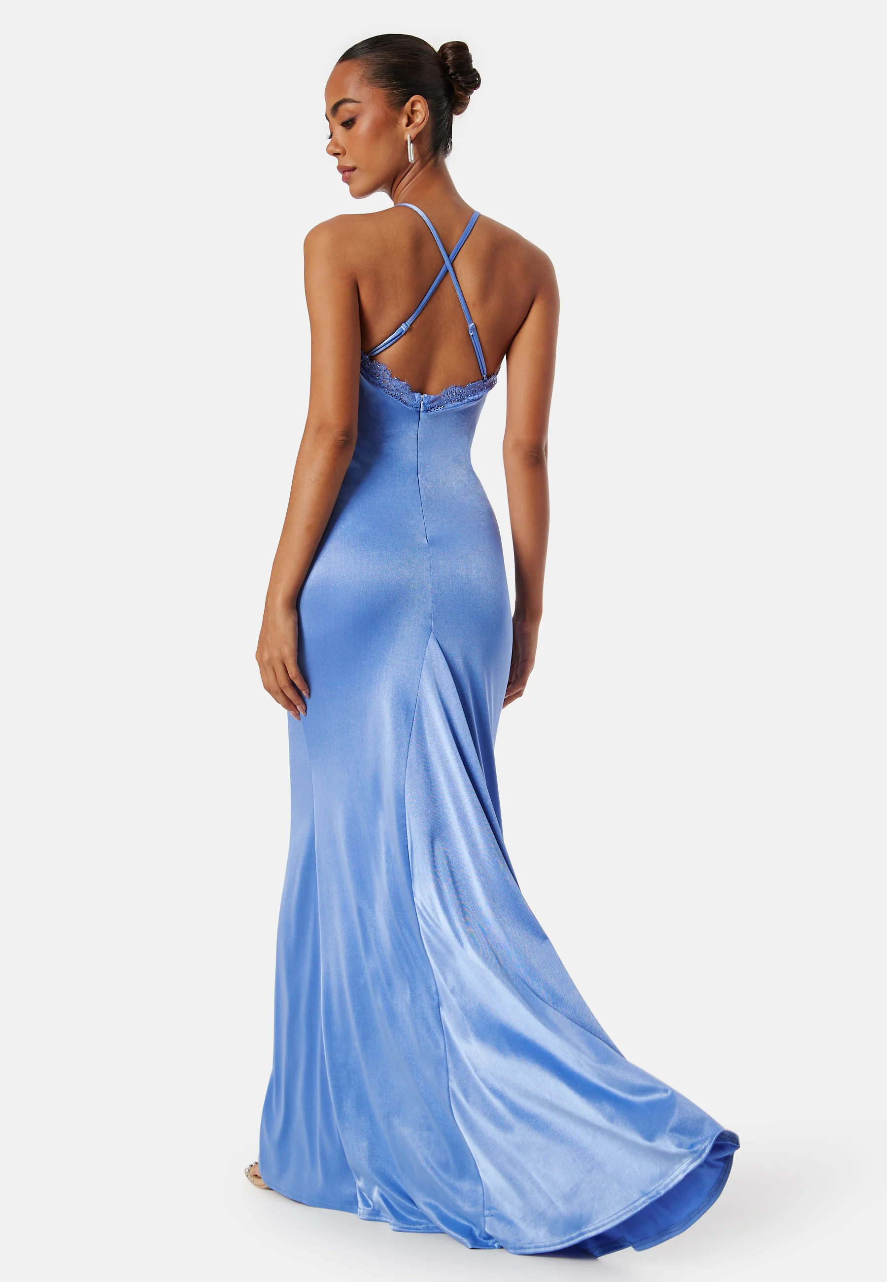 Satin Lace Trim Maxi Dress - Image 2