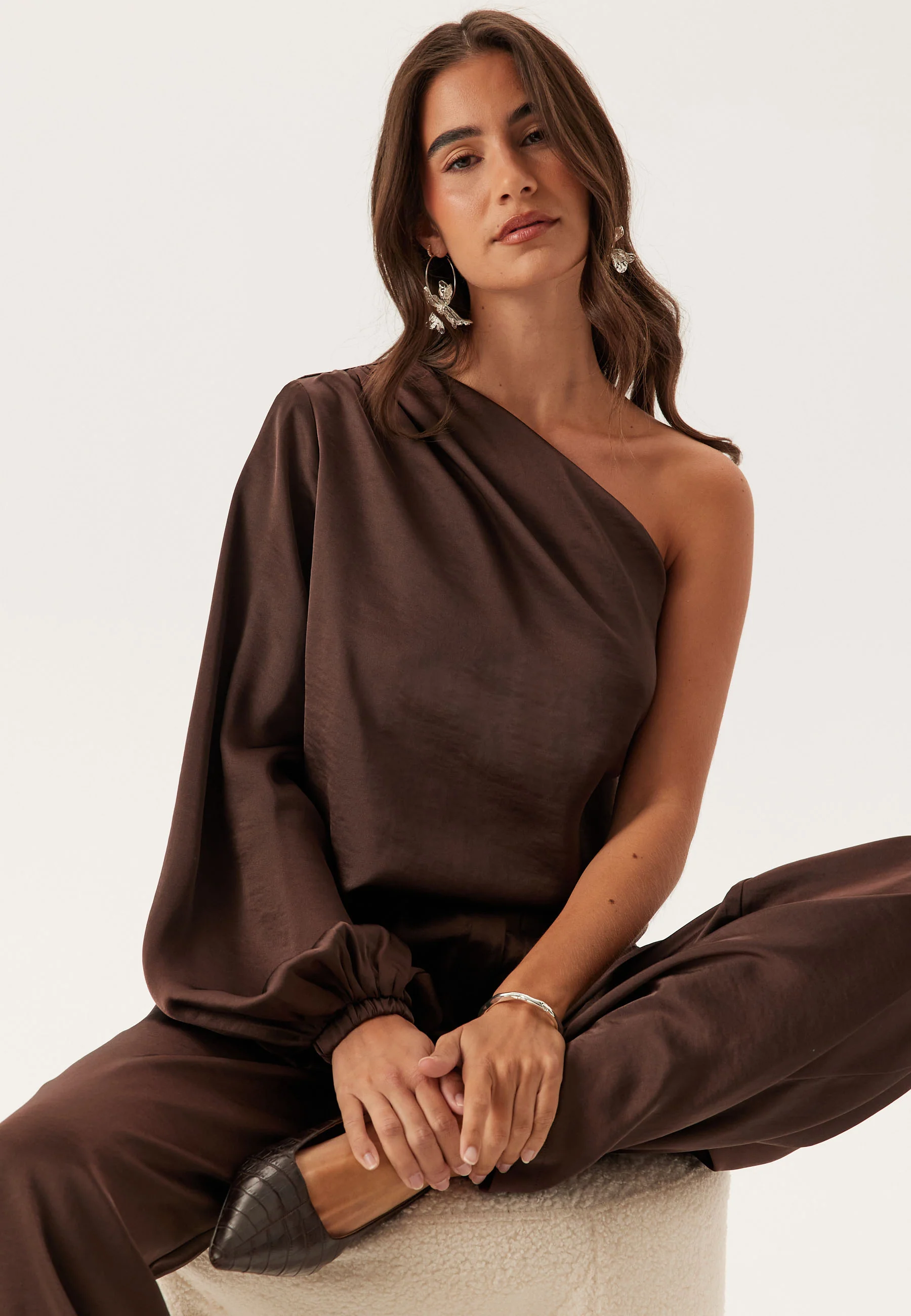 Satin One Shoulder Blouse - Image 2