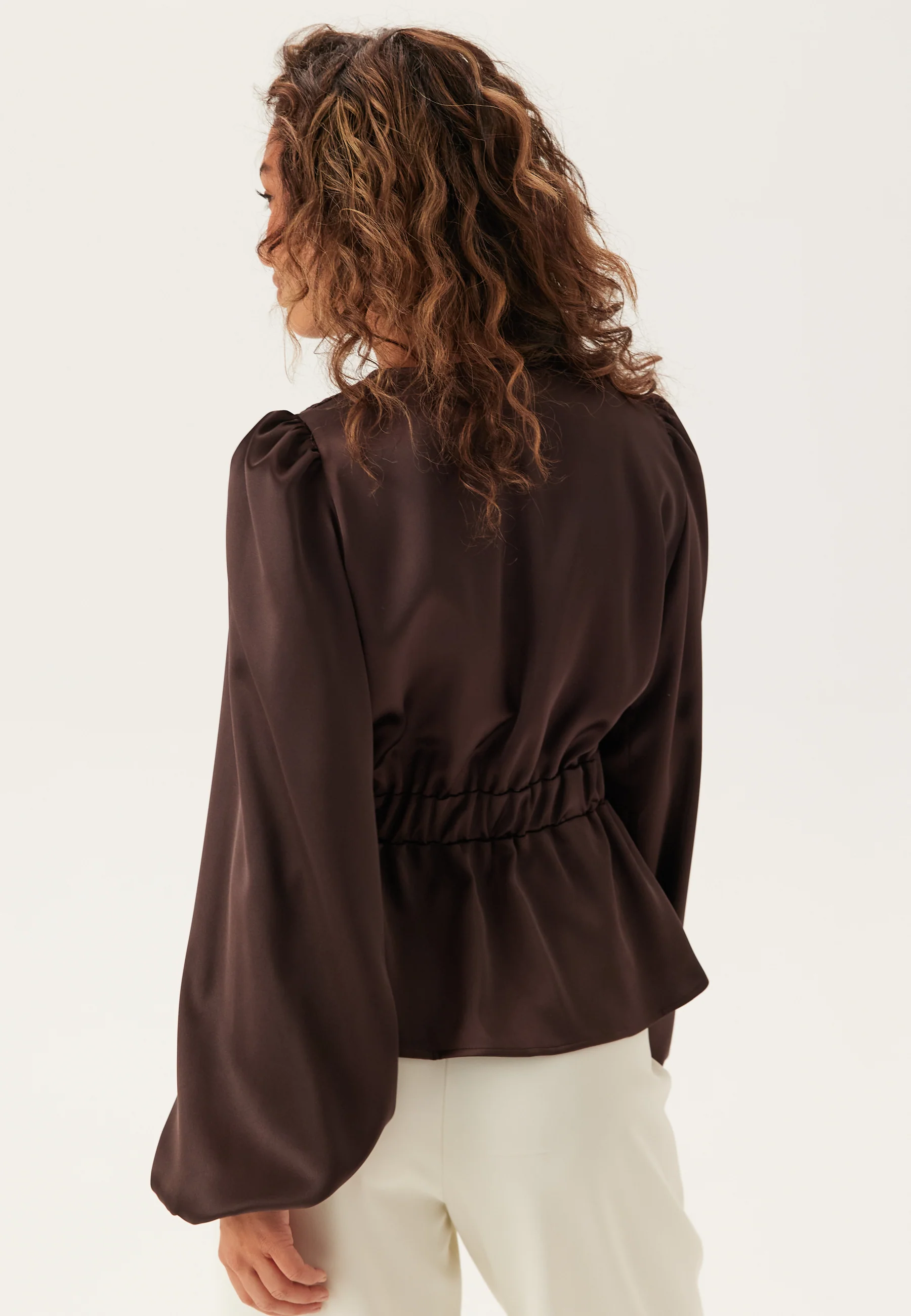 Satin V-neck Blouse - Image 4