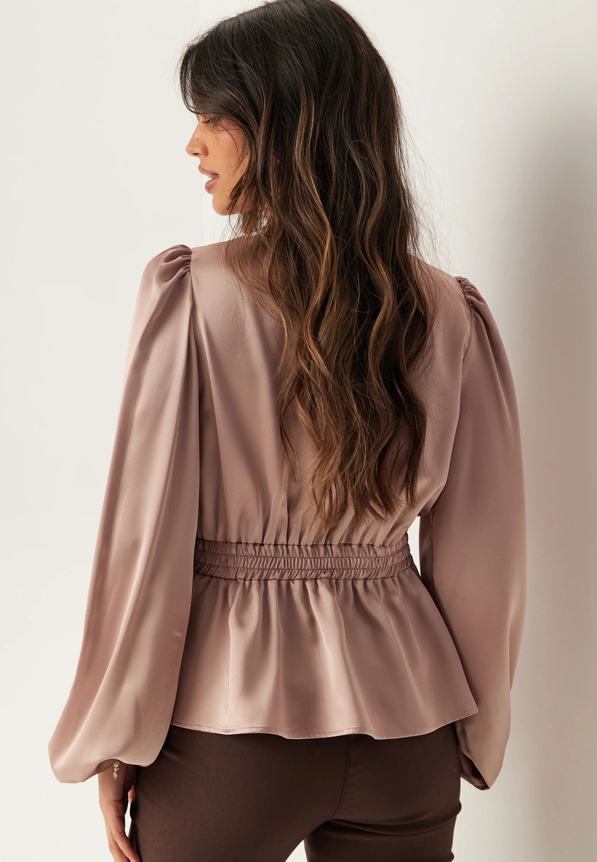 Satin V-neck Blouse - Image 2