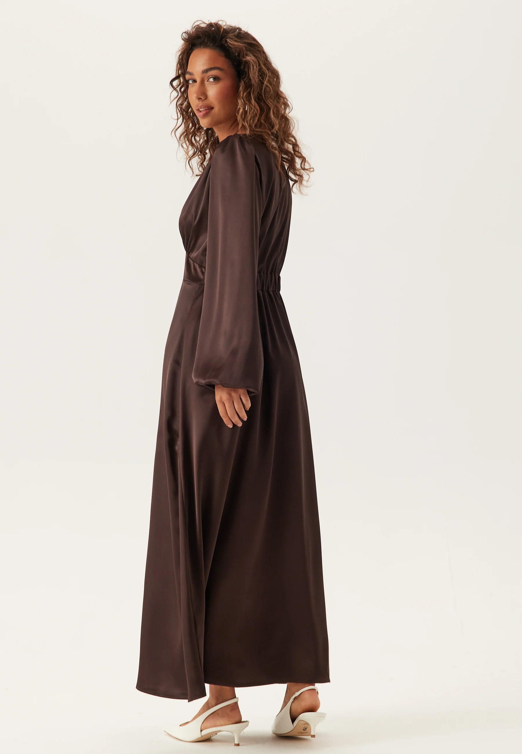 Satin V-neck Maxi Dress - Image 2