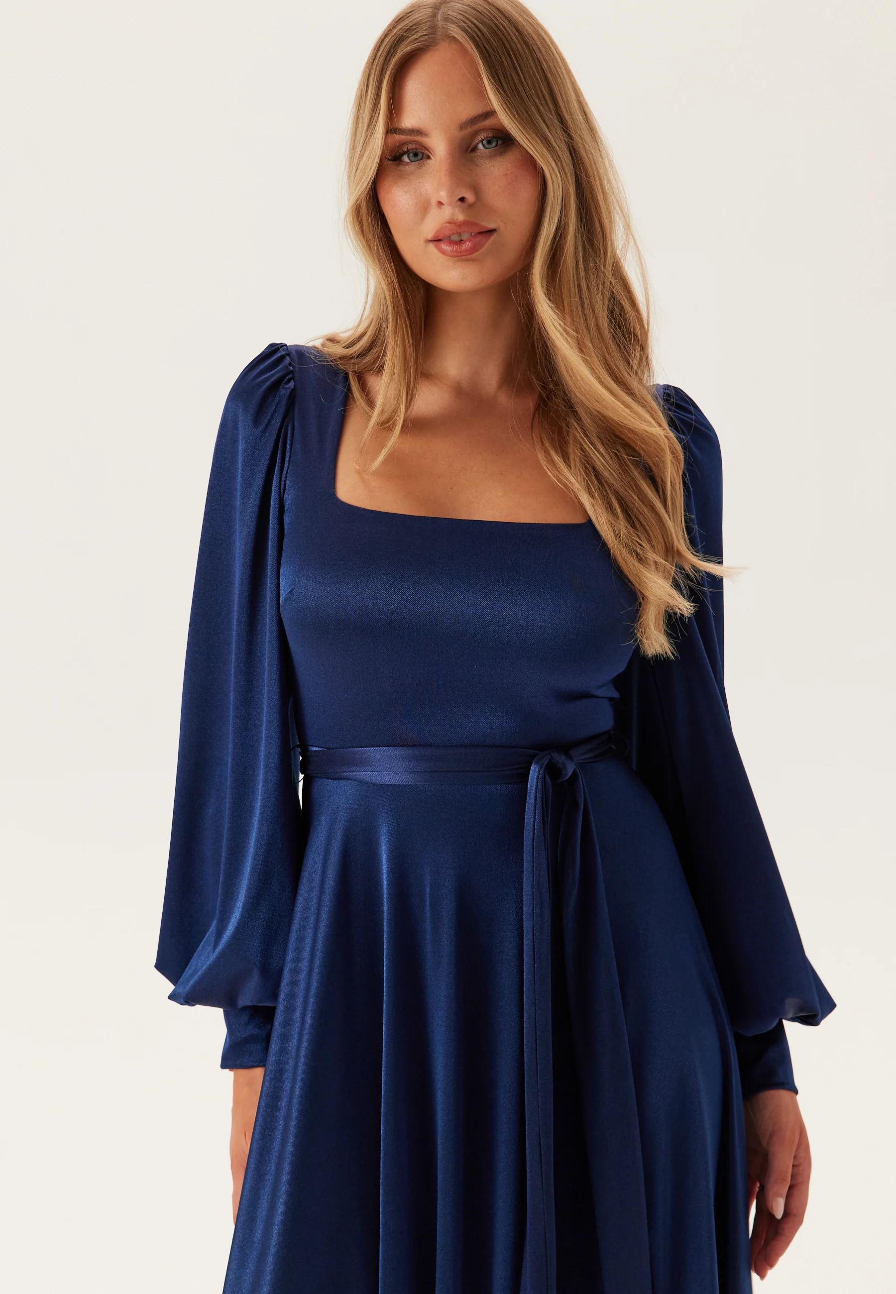 Satin Volume Sleeve Maxi Dress - Image 3