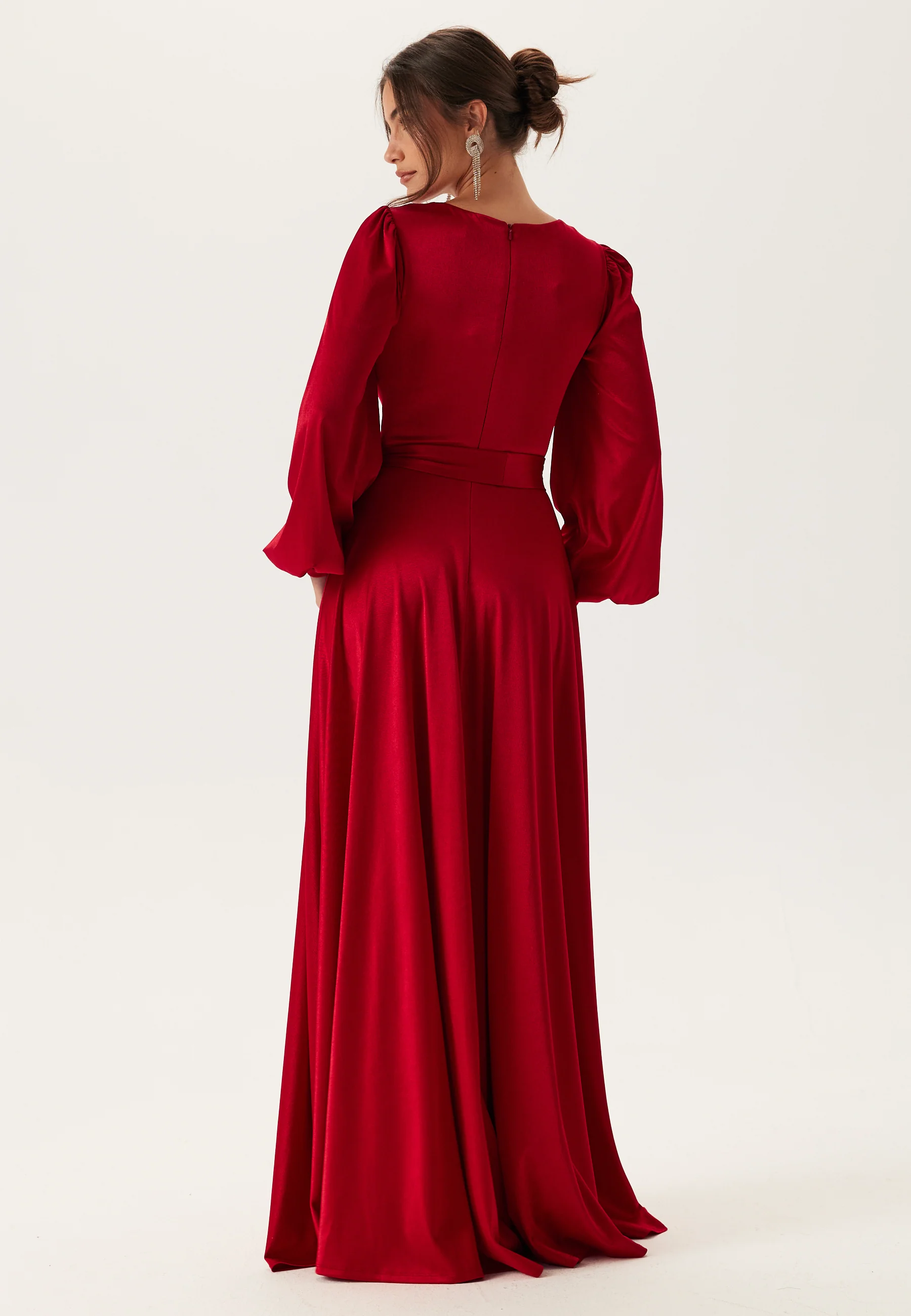 Satin Volume Sleeve Maxi Dress - Image 2