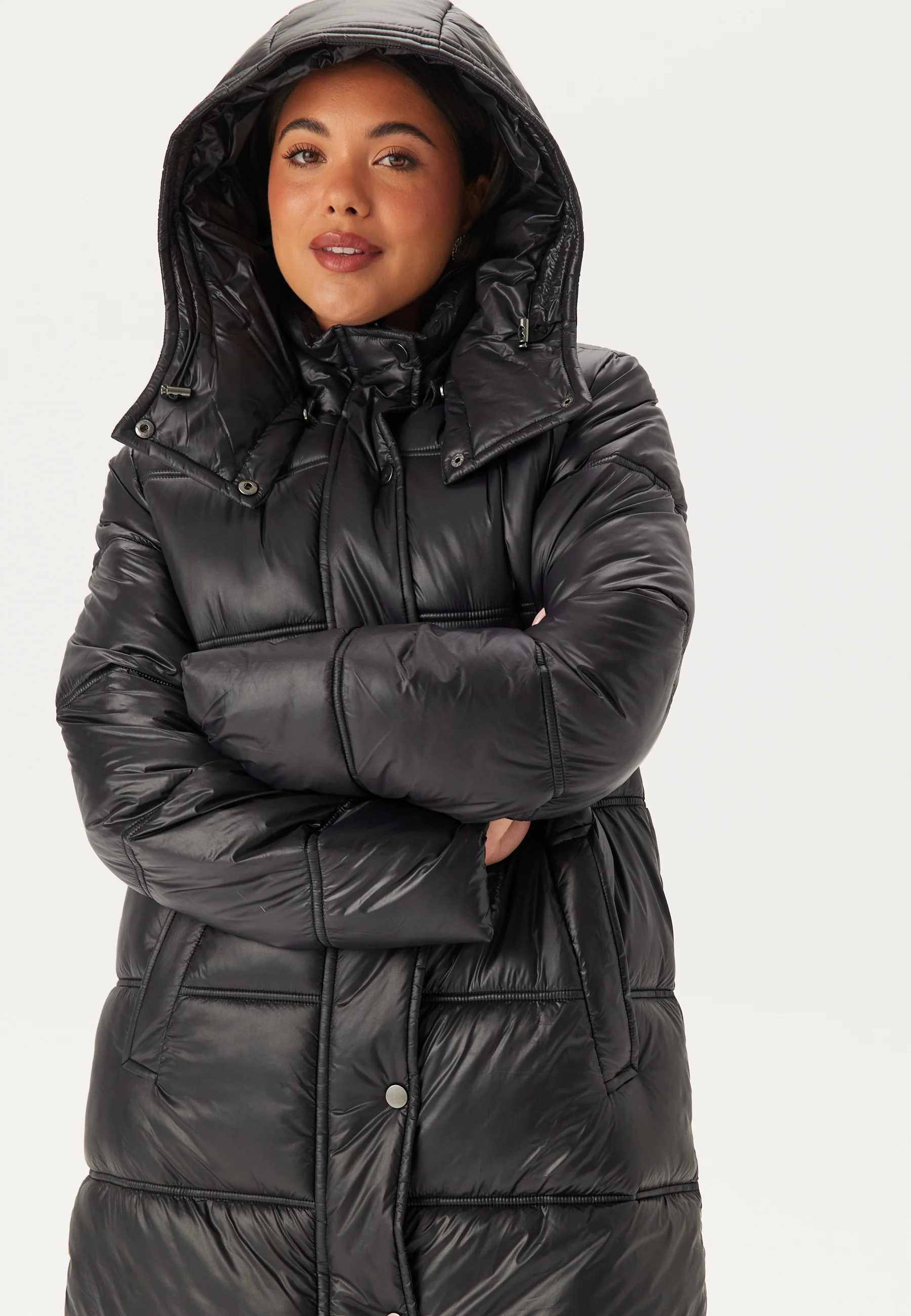 Semi Shiny Long Padded Jacket - Image 2
