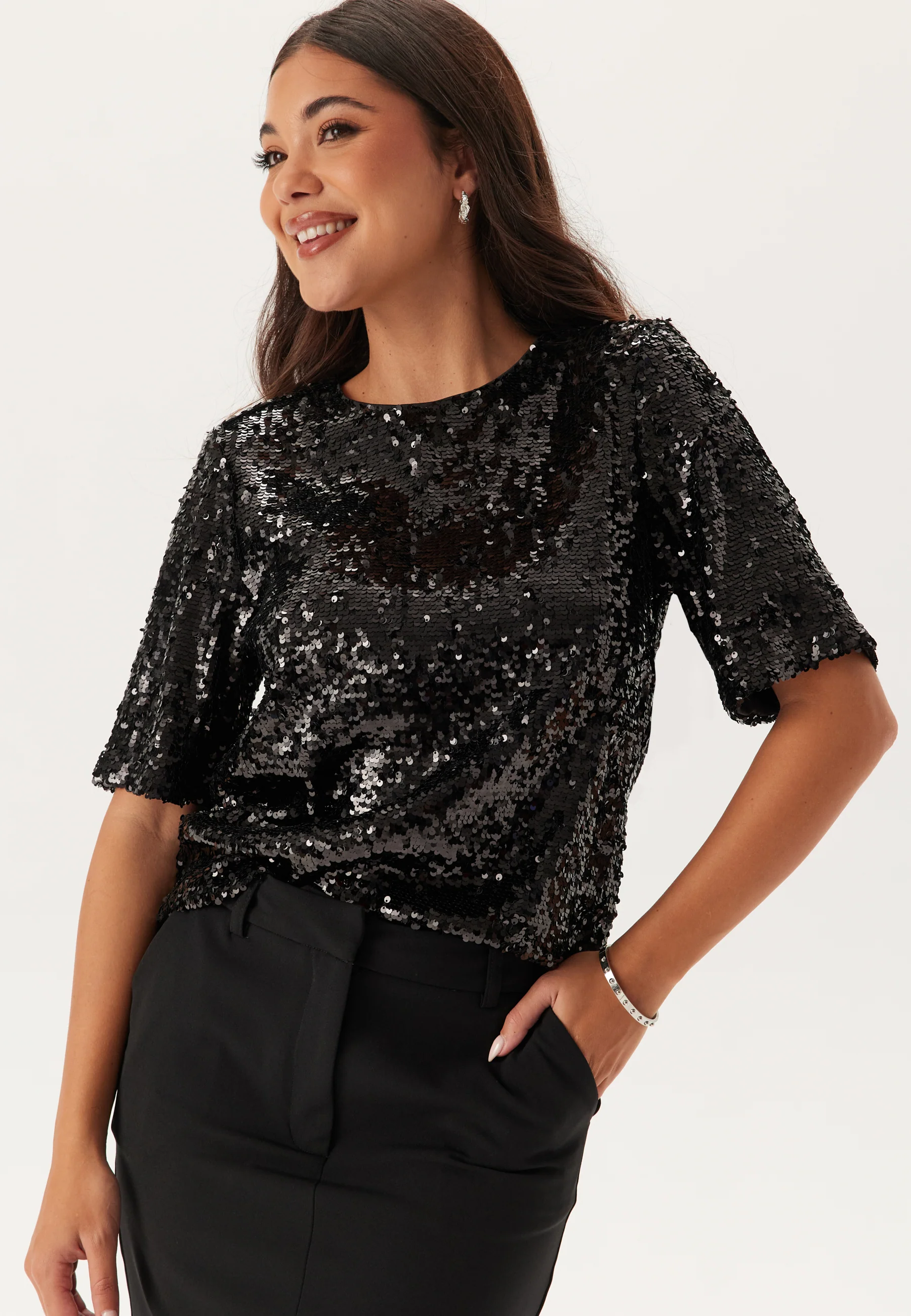 Sequin Short Sleeve Top - Image 2