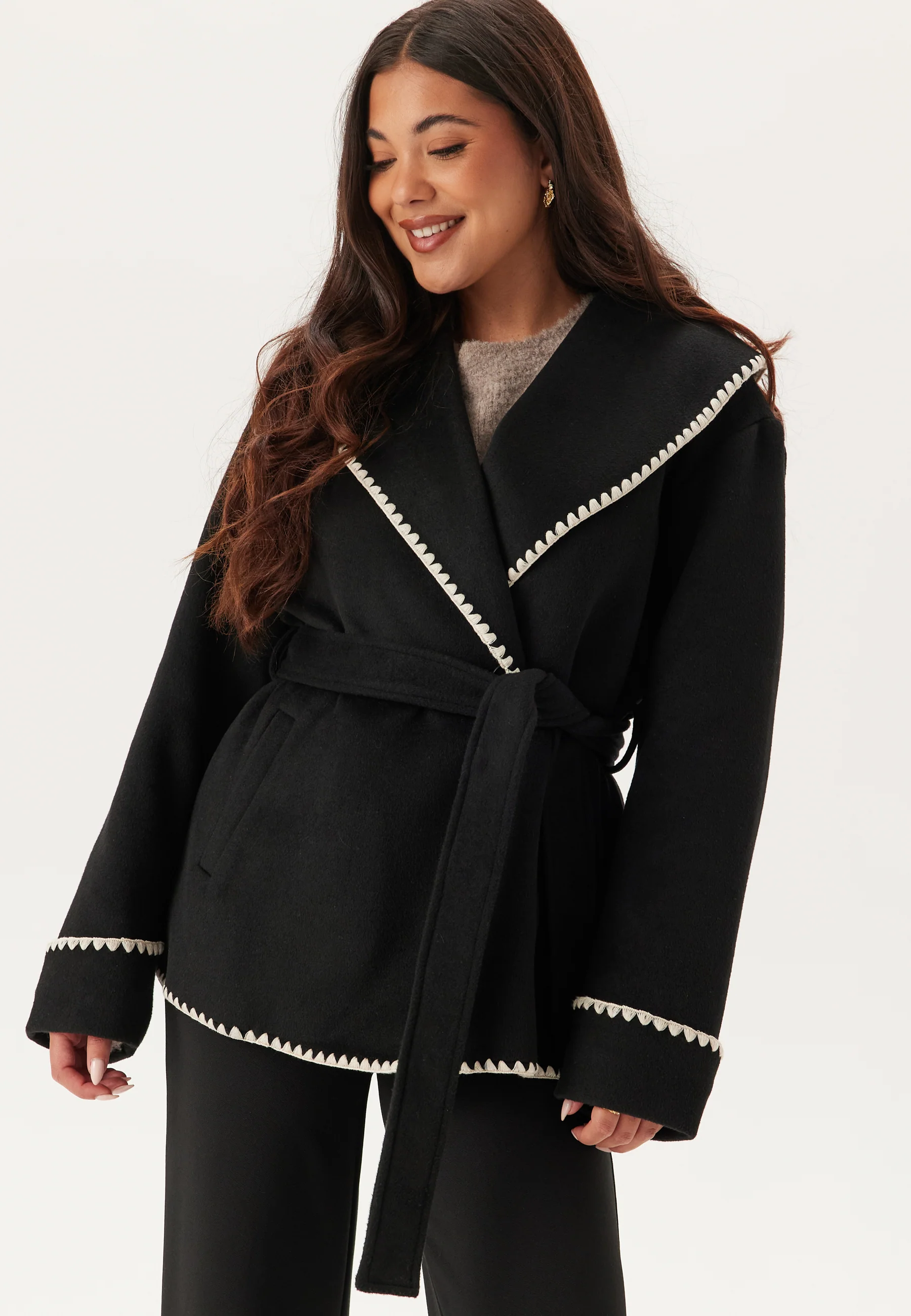 Shawl Collar Wool Blend Jacket