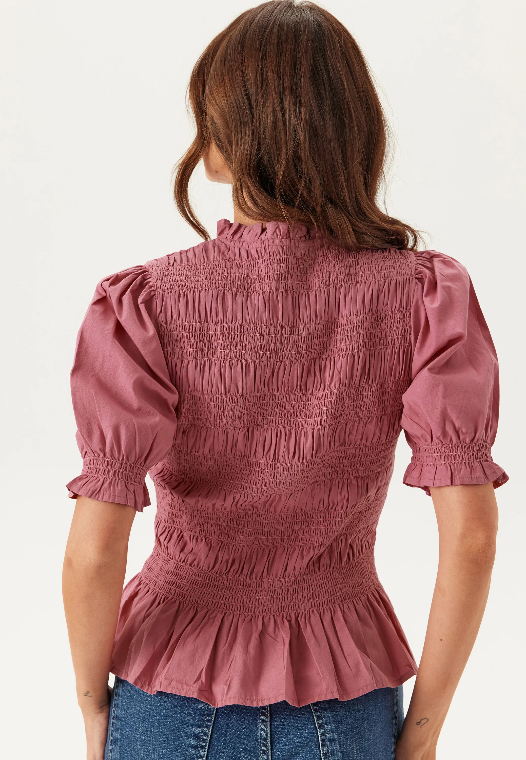 Short Sleeve Cotton Smock Blouse - Image 3