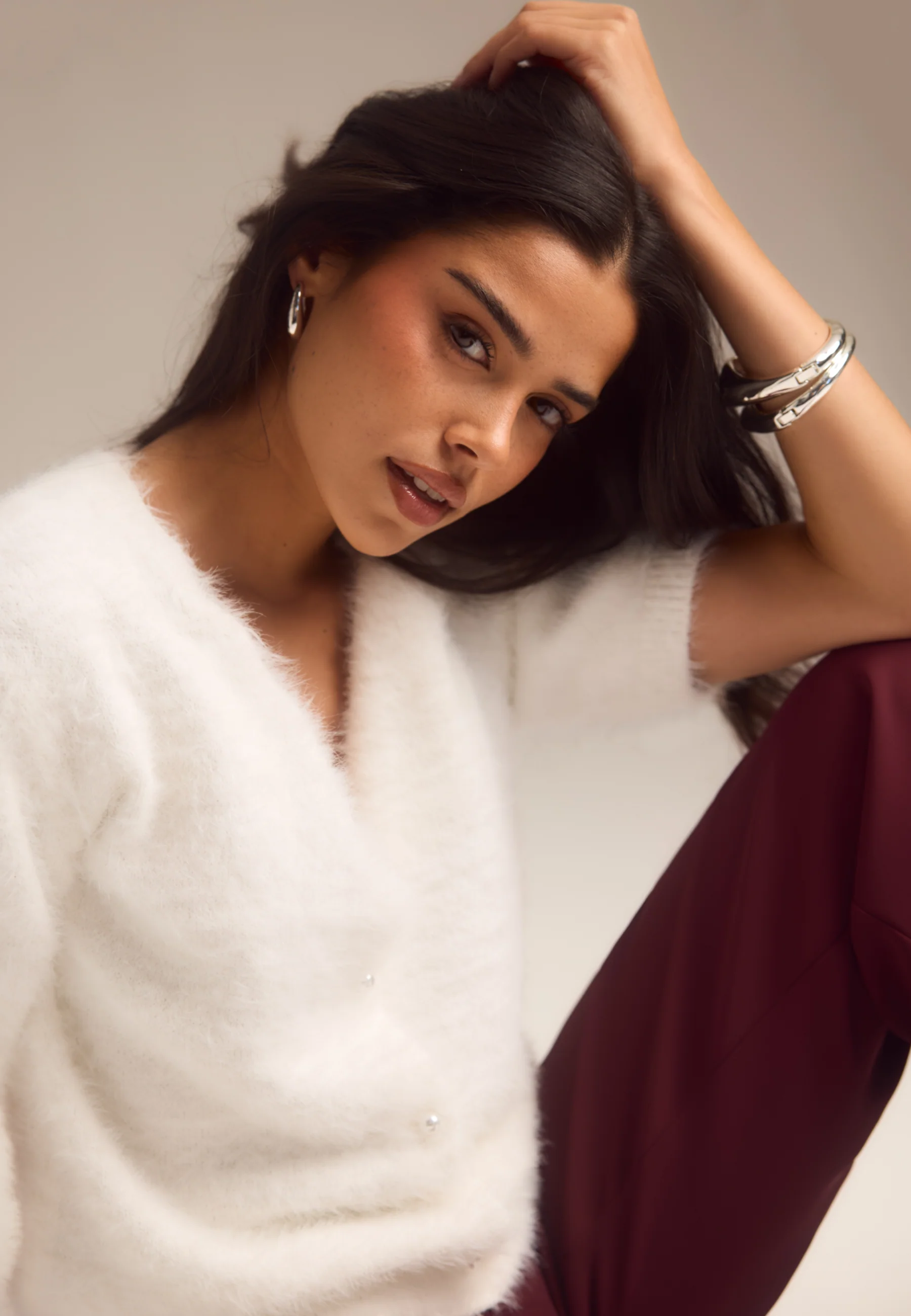 Short Sleeve Fluffy Knitted Cardigan - Image 7