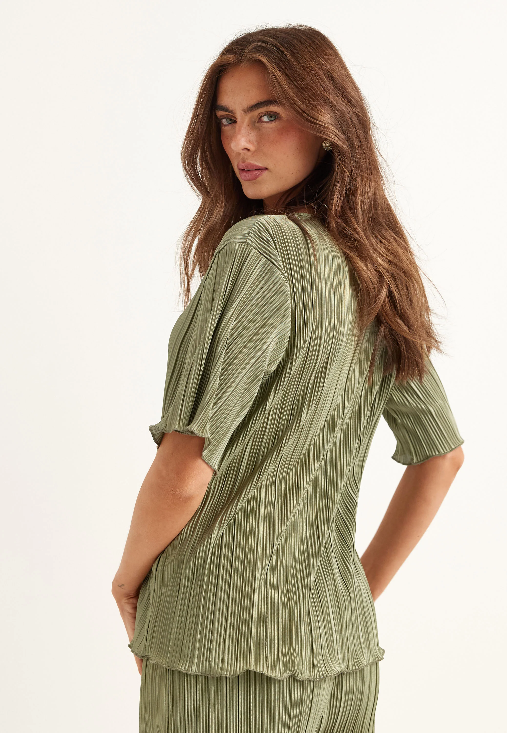 Short Sleeve Pleated Top - Image 3