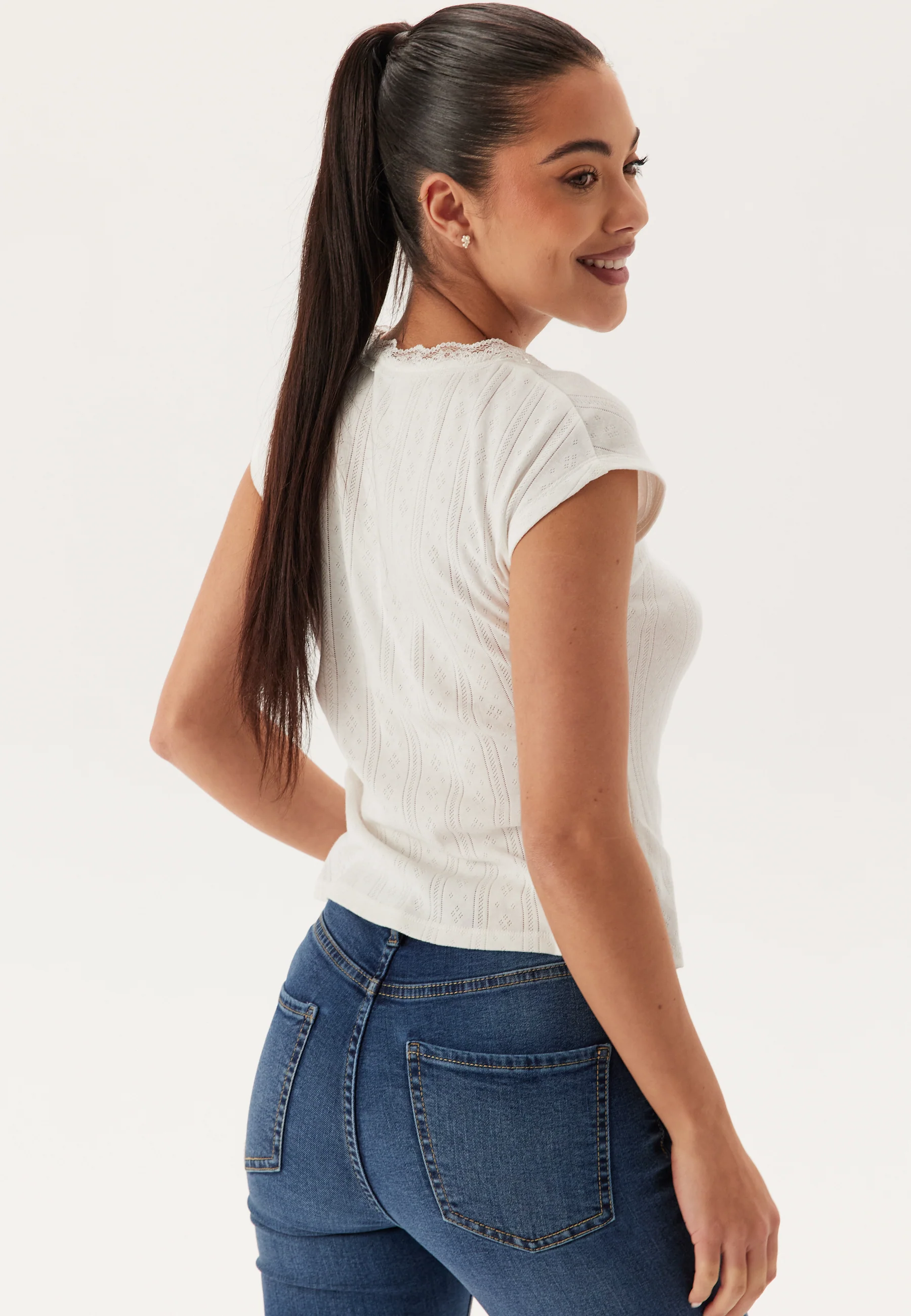 Short Sleeve Pointelle Top - Image 4