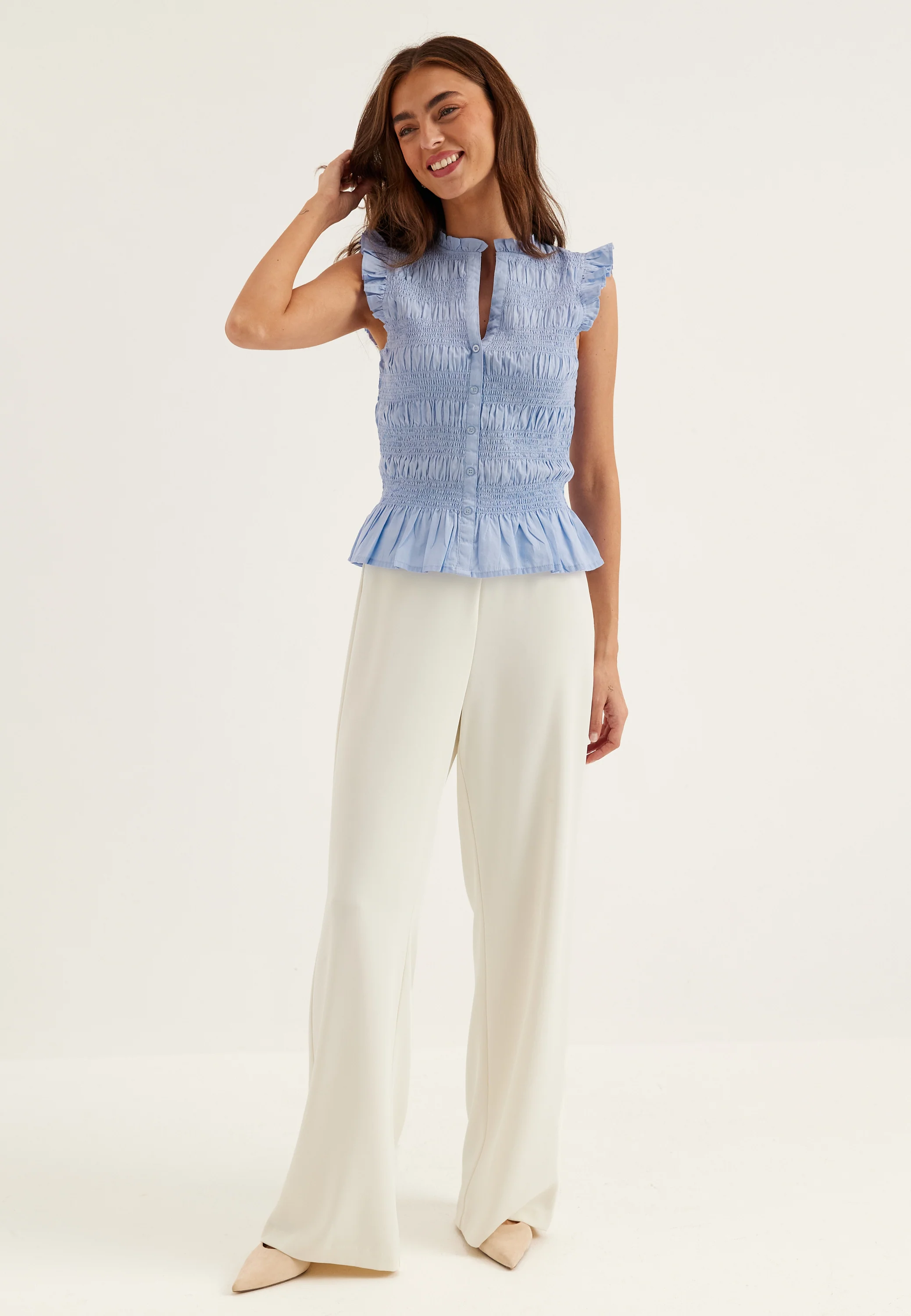 Sleeveless Cotton Smock Blouse - Image 2