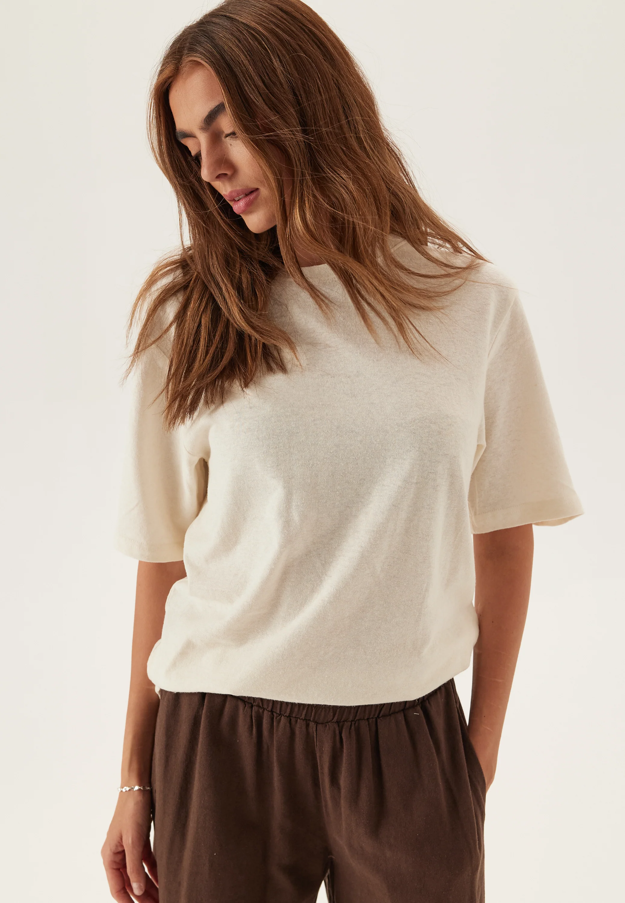 Slfada Ss Linen Blend Tee - Image 3