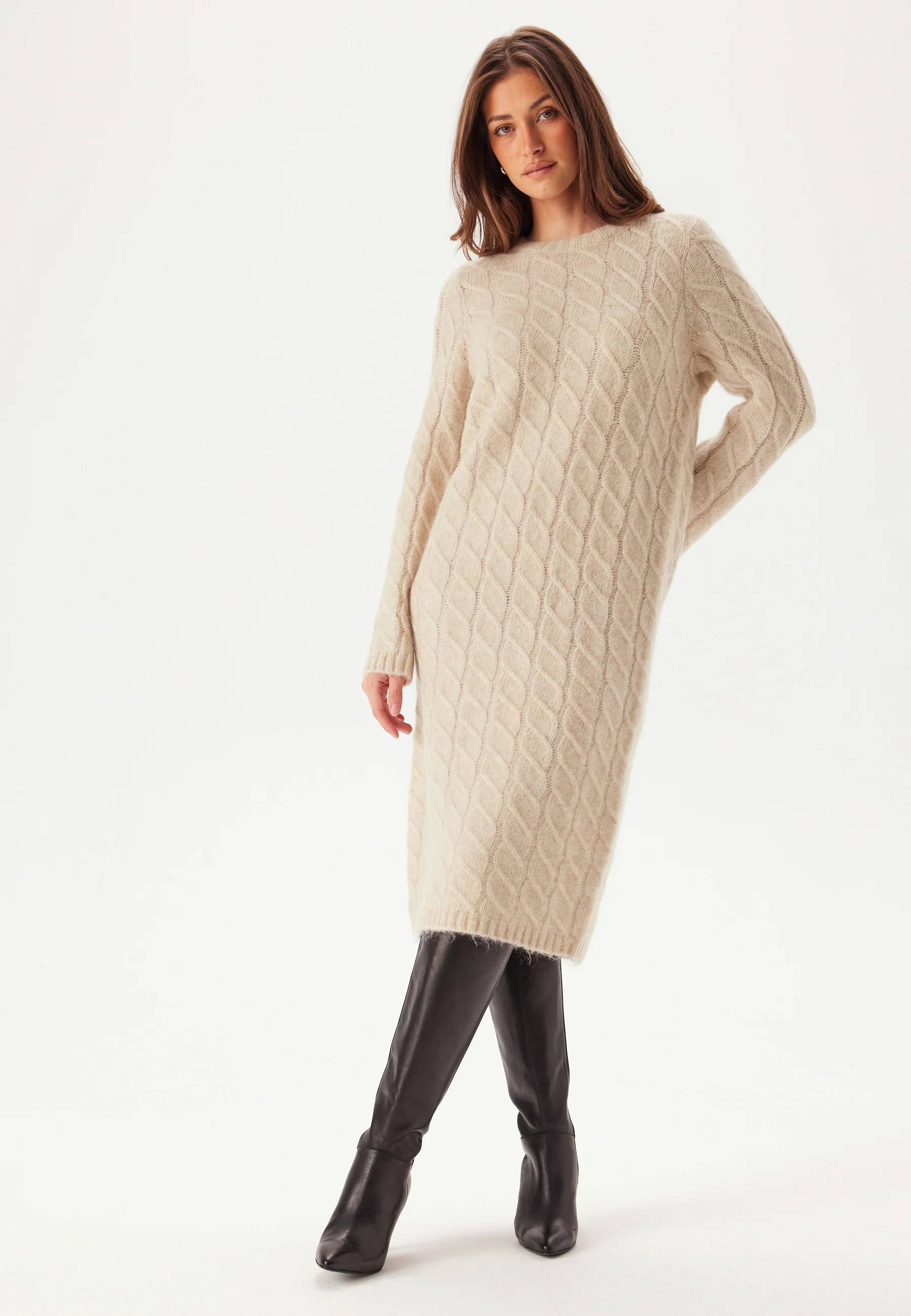 Slfalmina Ls Knit Cable Dress - Image 2