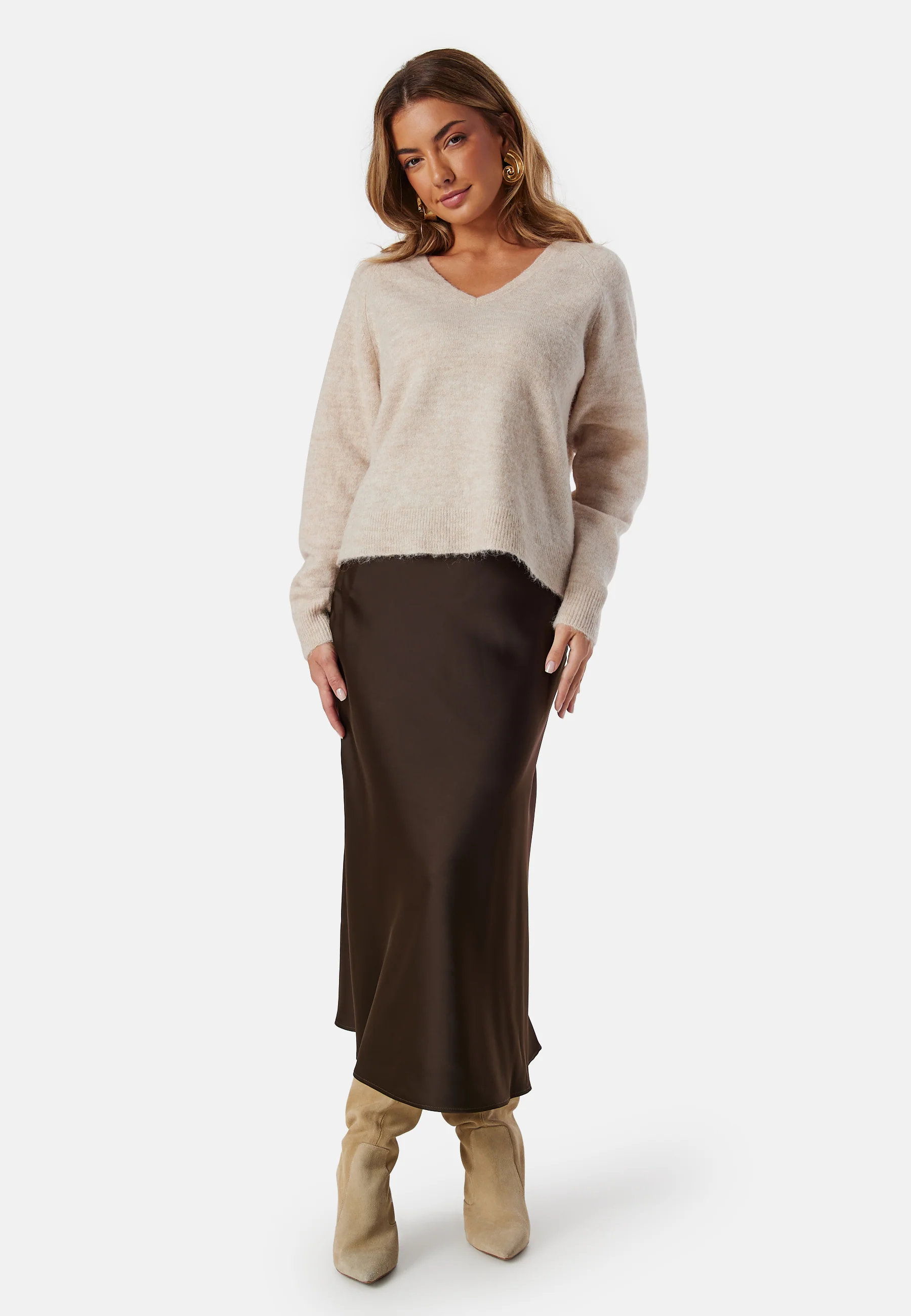 Slflulu New Ls Knit V-neck B - Image 2