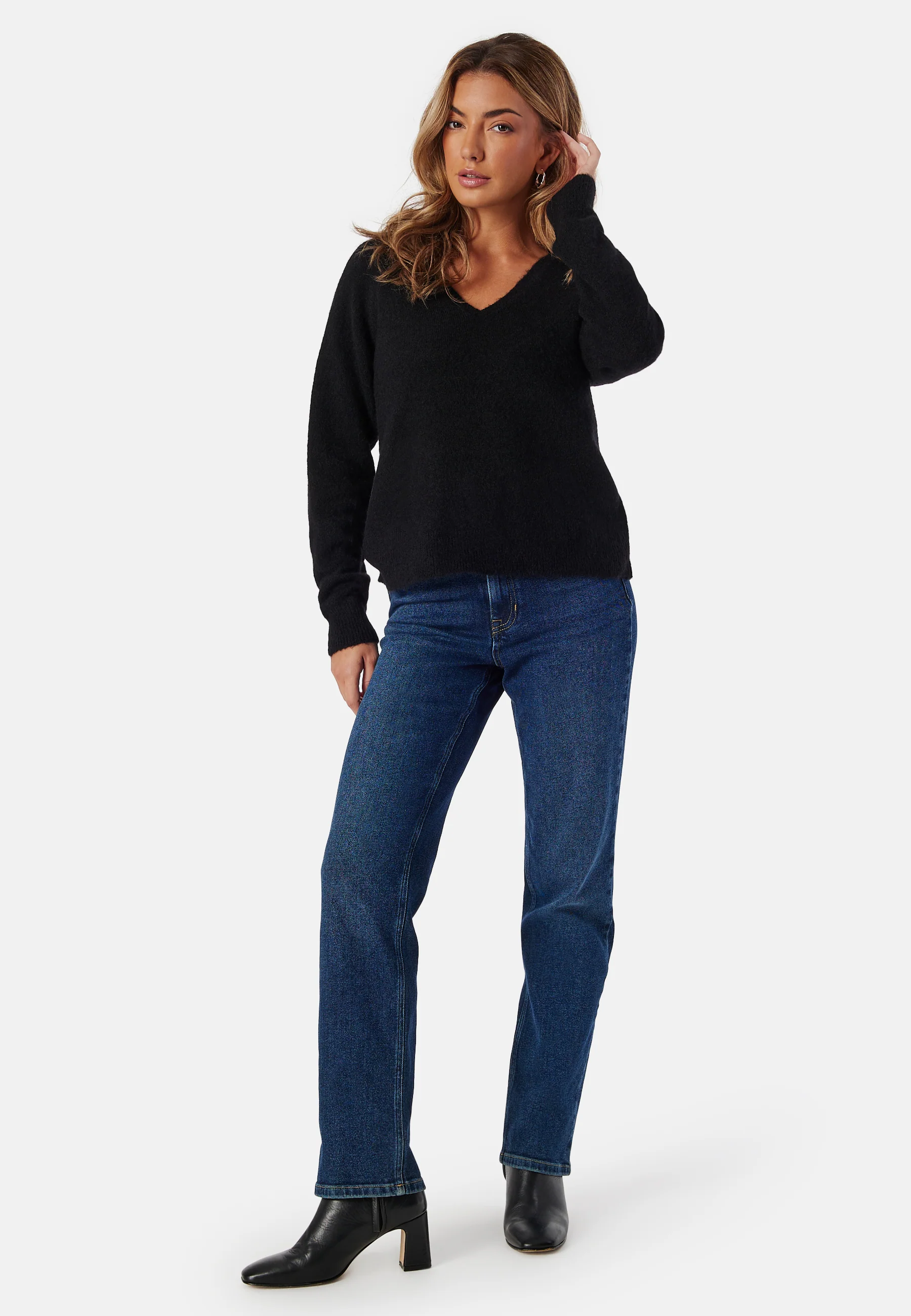 Slflulu New Ls Knit V-neck B - Image 2