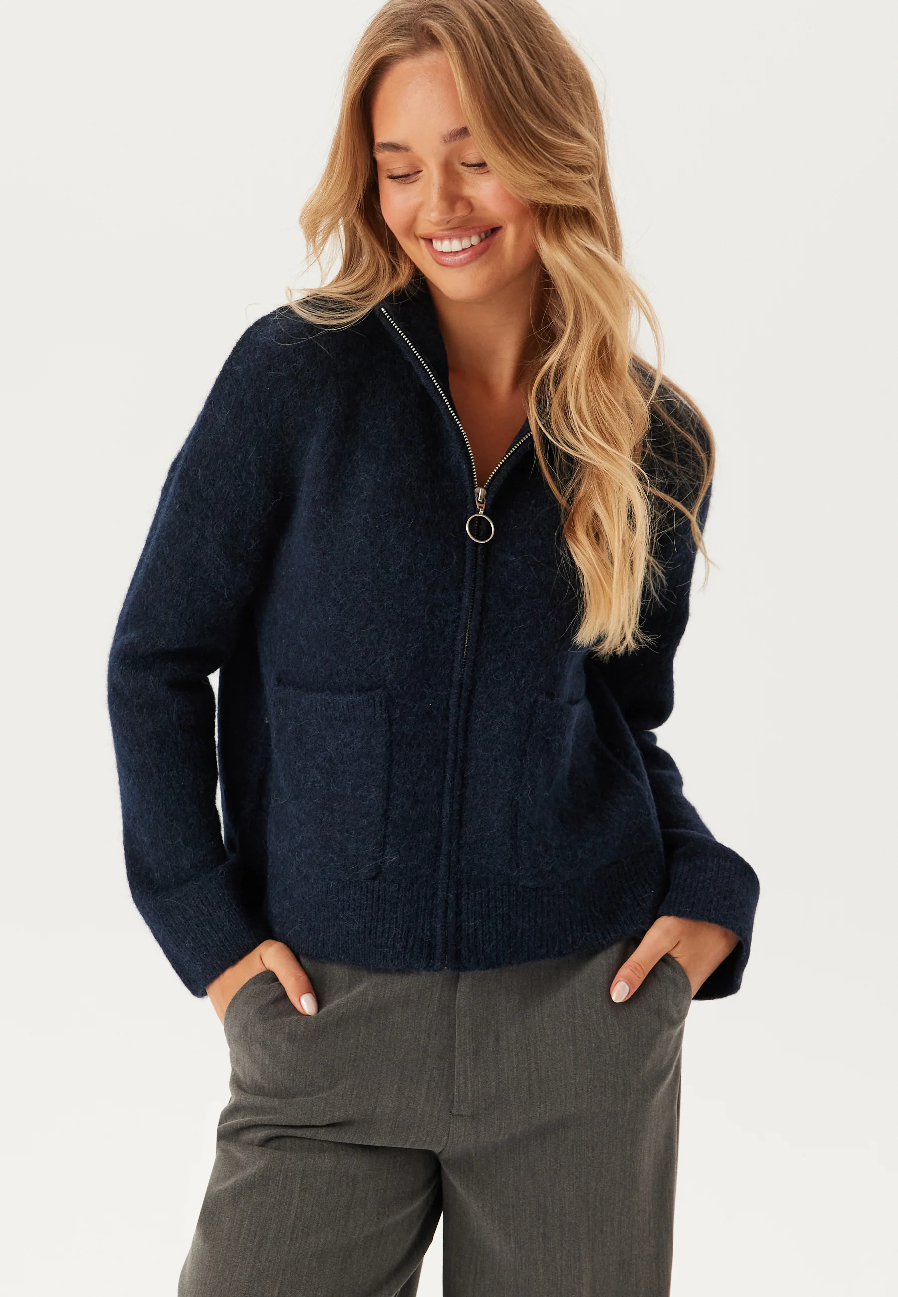 Slfsia Ras Ls Knit Zipper Card