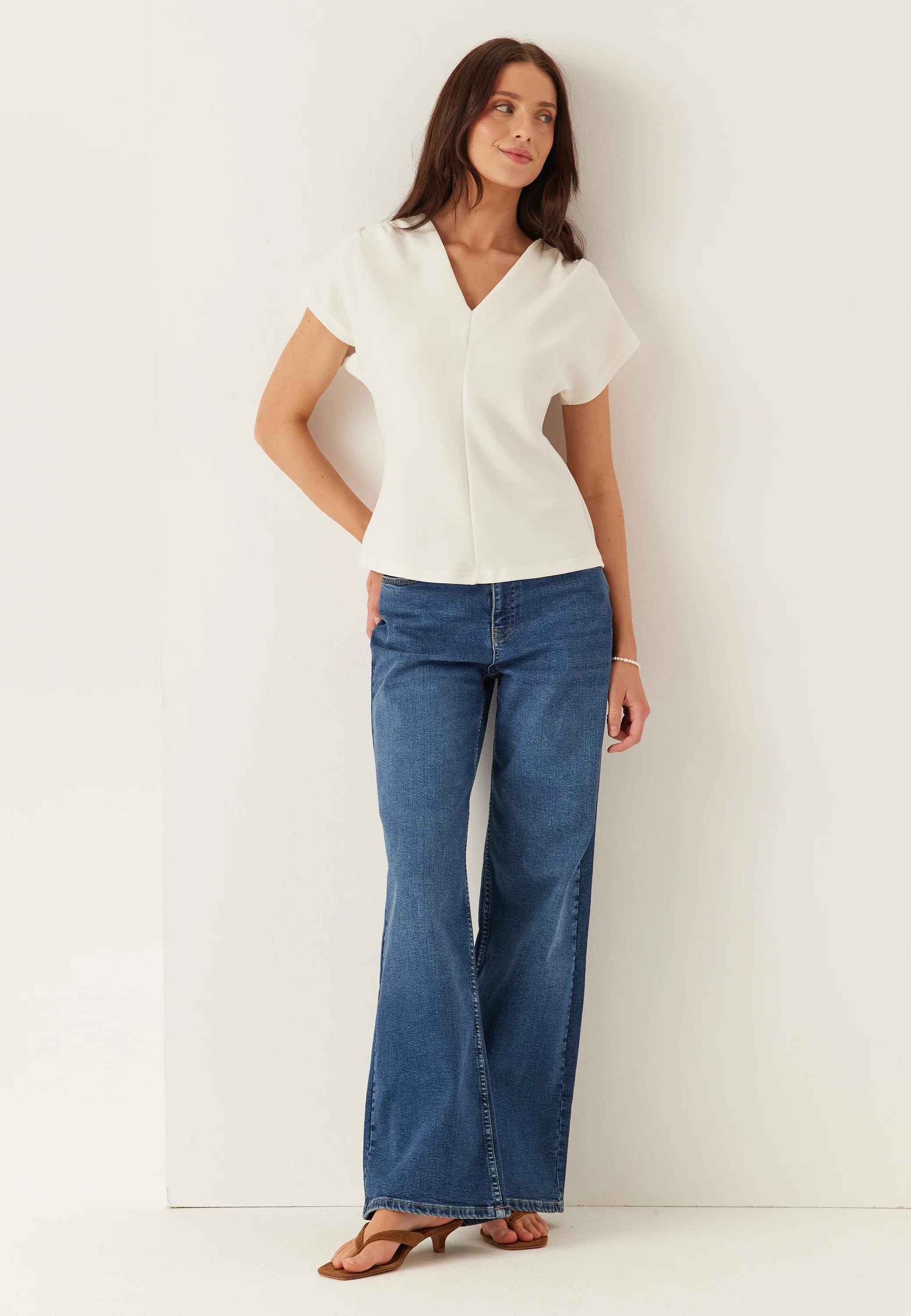 Slftenny Ss V-neck Gathered Top - Image 2