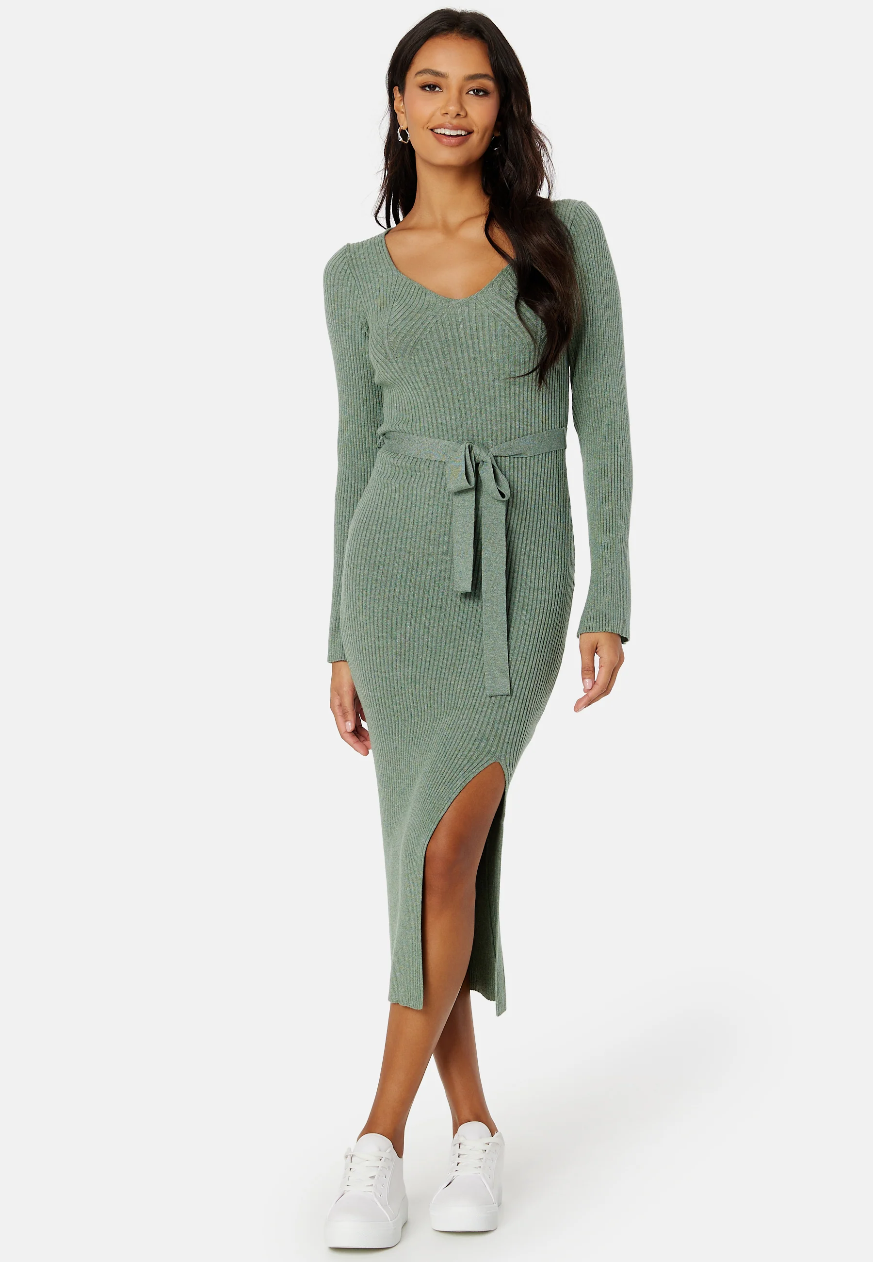 Slit Knitted Midi Dress - Image 3