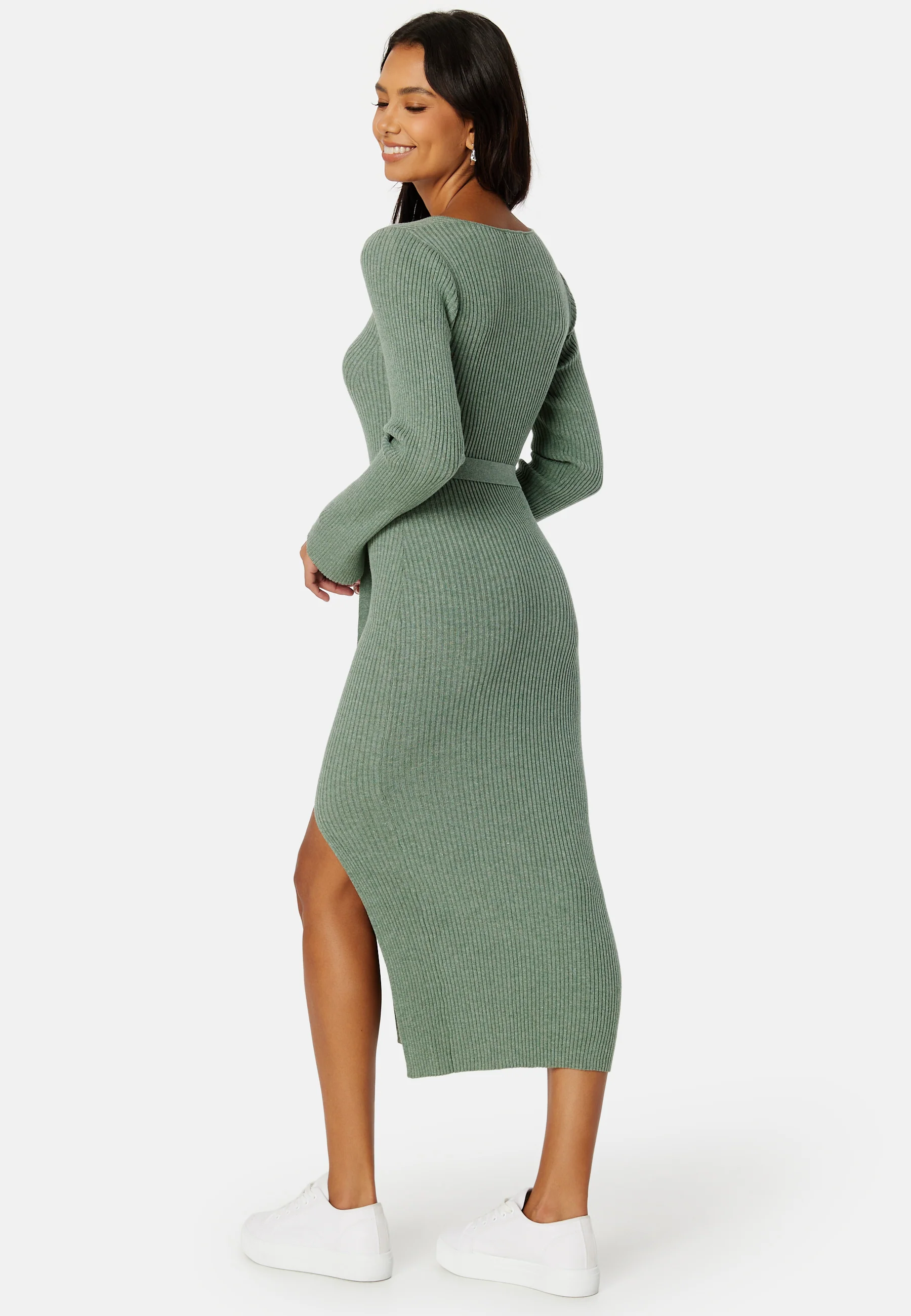 Slit Knitted Midi Dress - Image 4