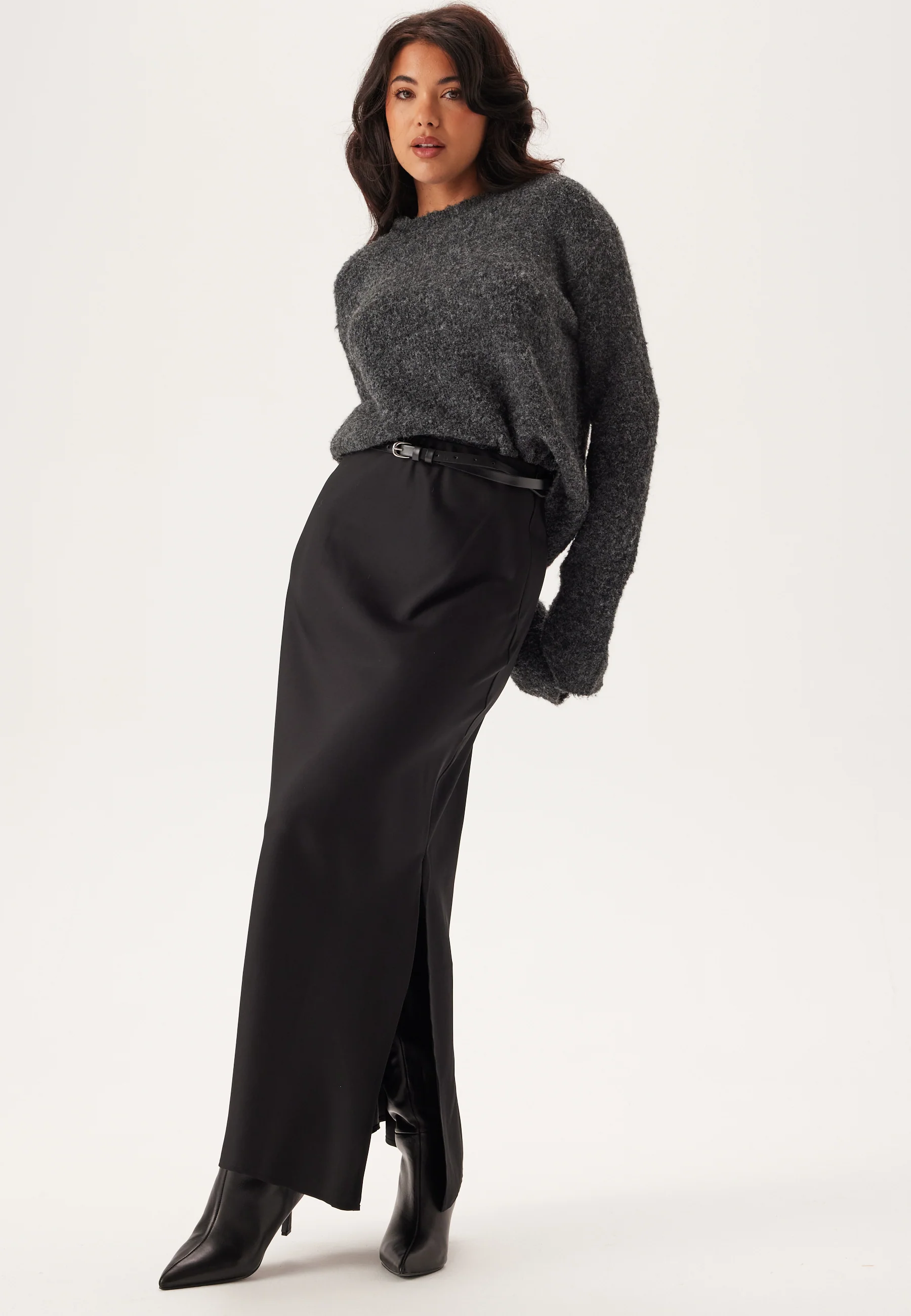 Slit Satin Maxi Skirt