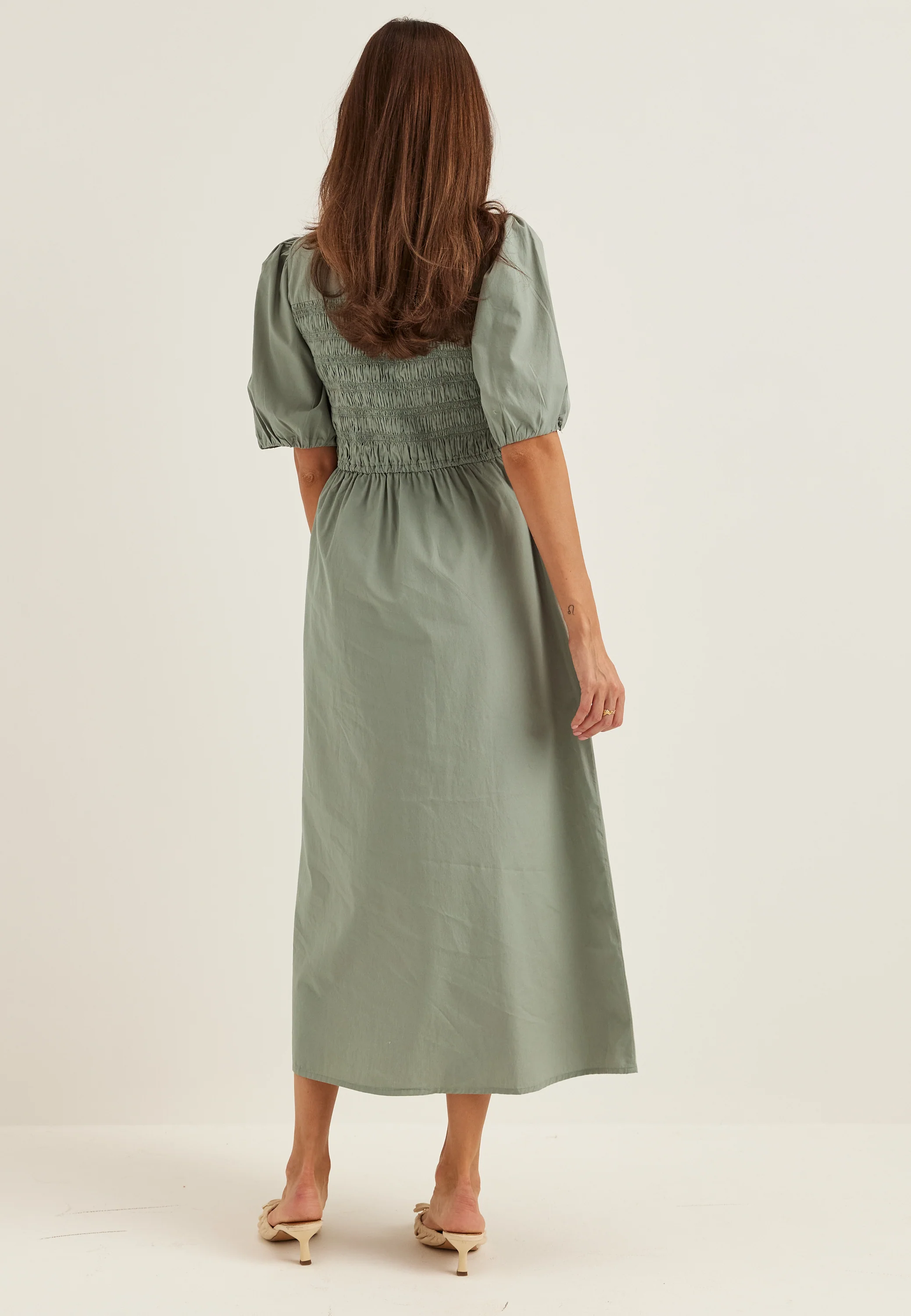 Smock Short Sleeve Cotton Dress - Image 3