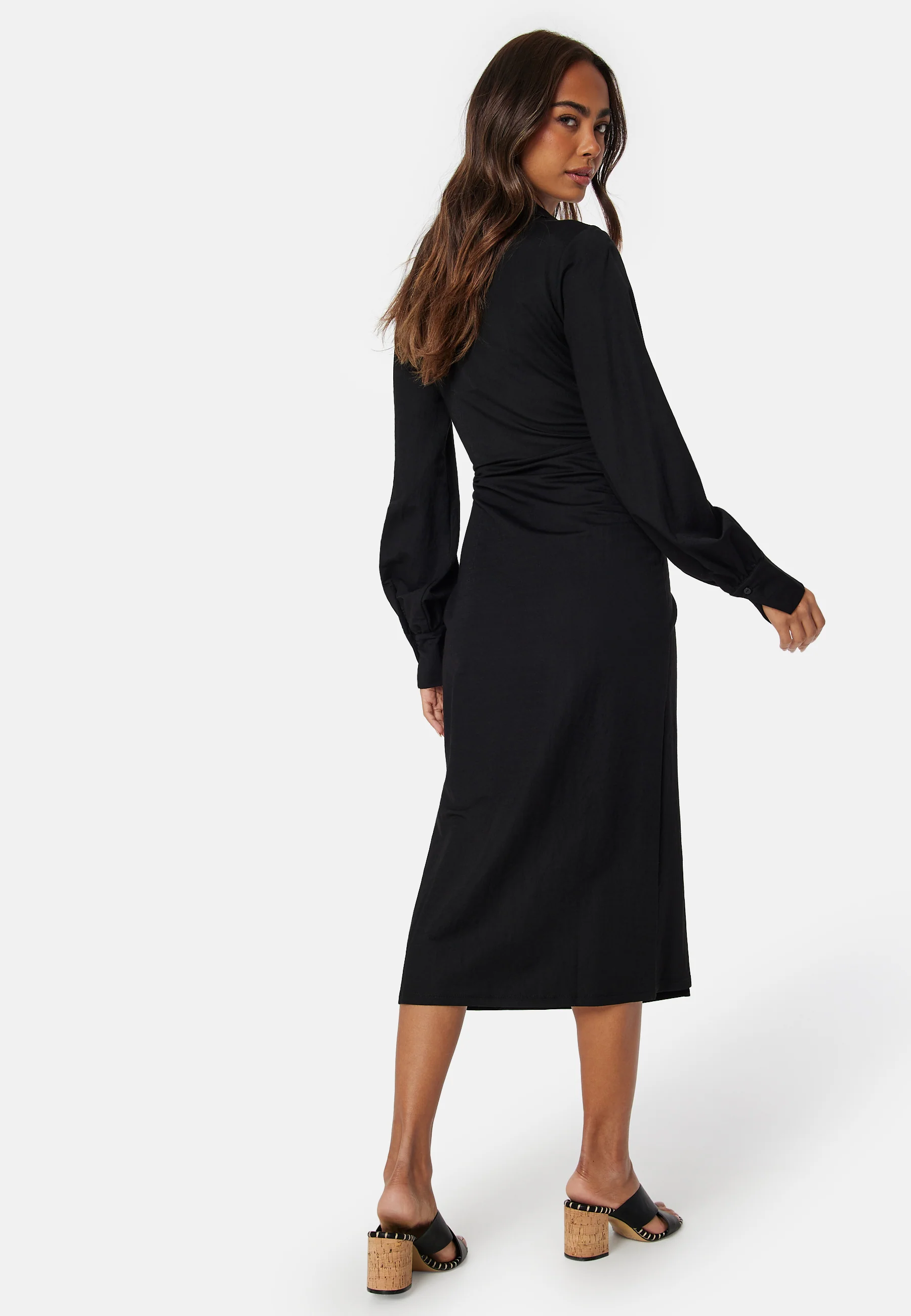 Soft Wrap Midi Shirt Dress - Image 3