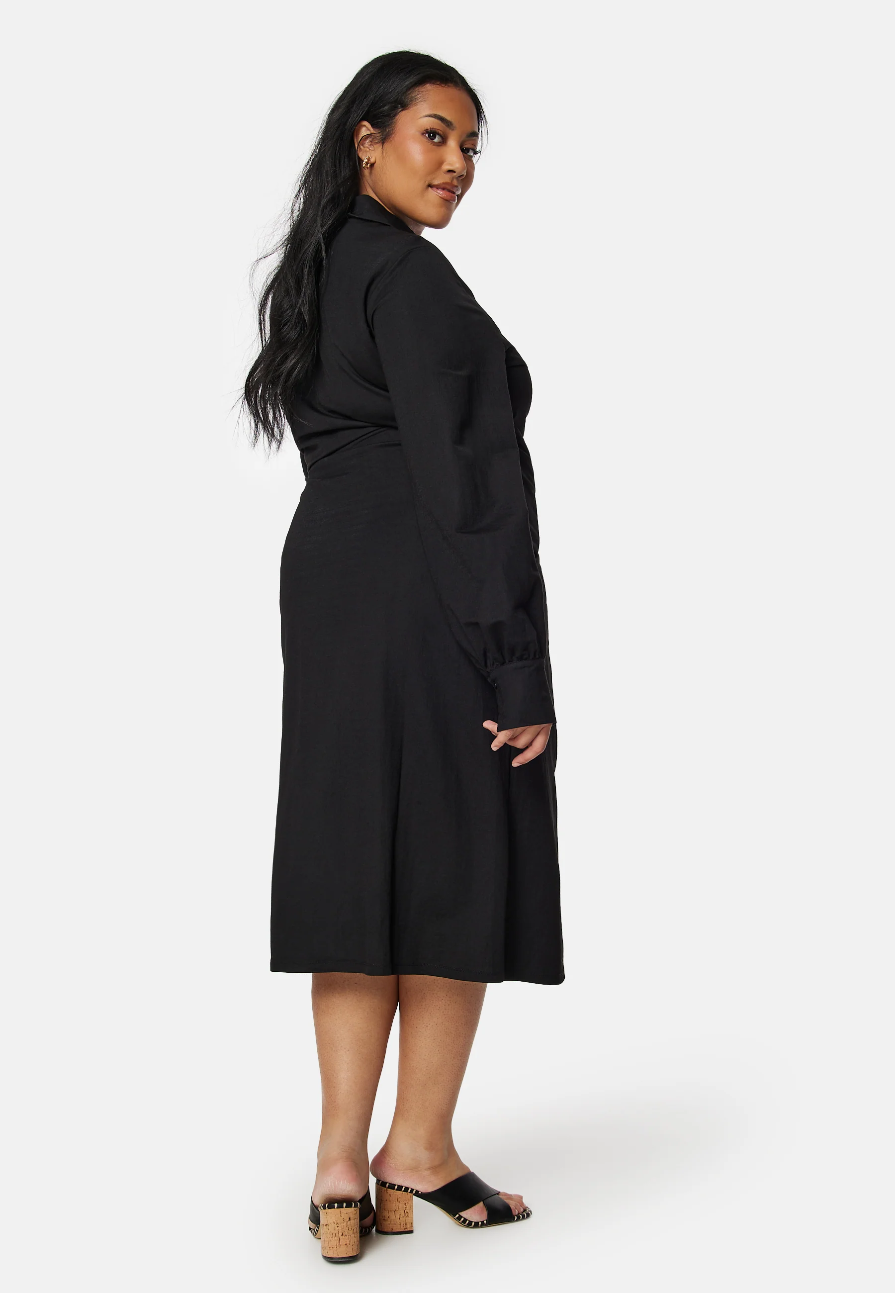 Soft Wrap Midi Shirt Dress - Image 6