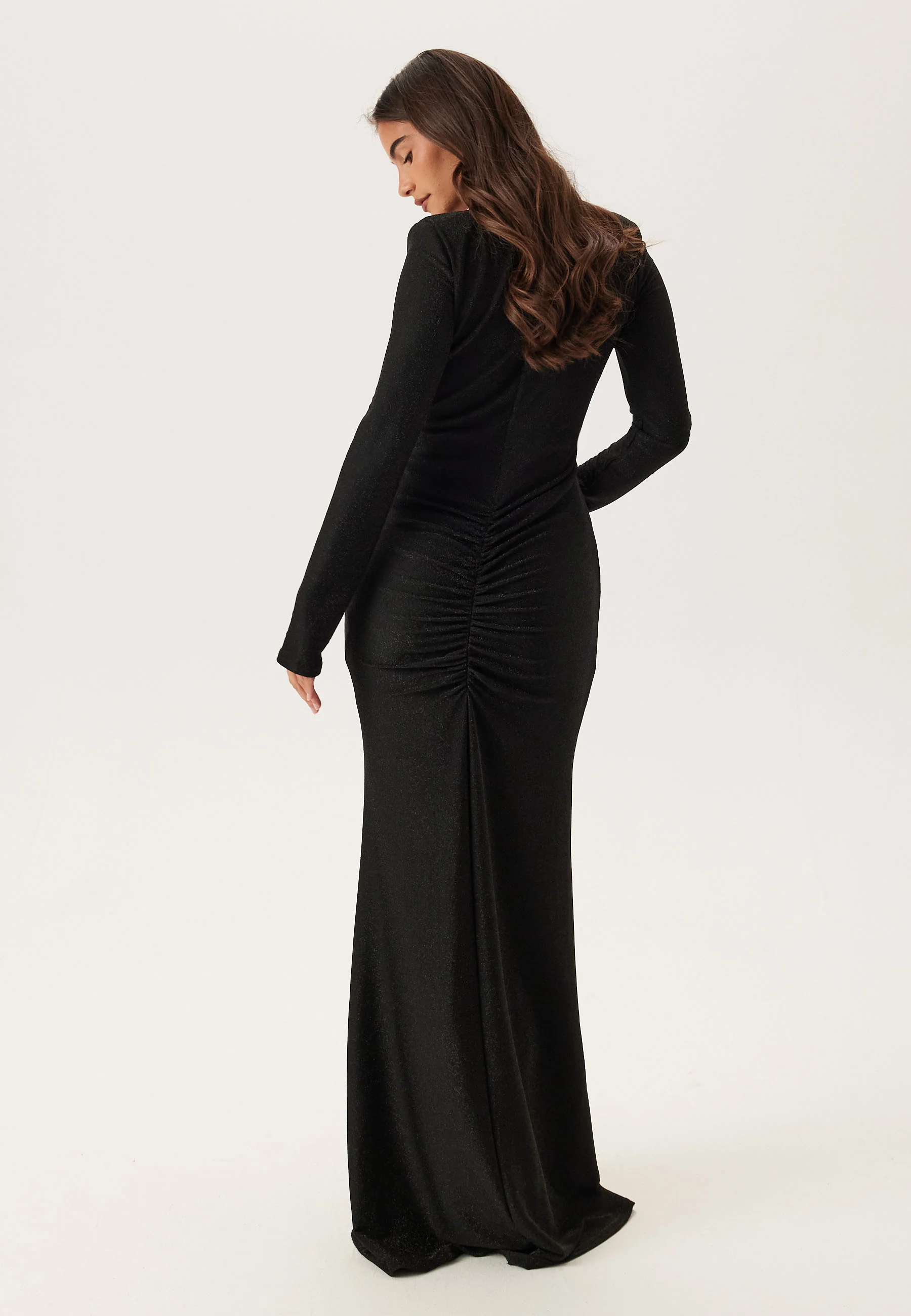 Sparkling Low V-neck Slit Gown - Image 3