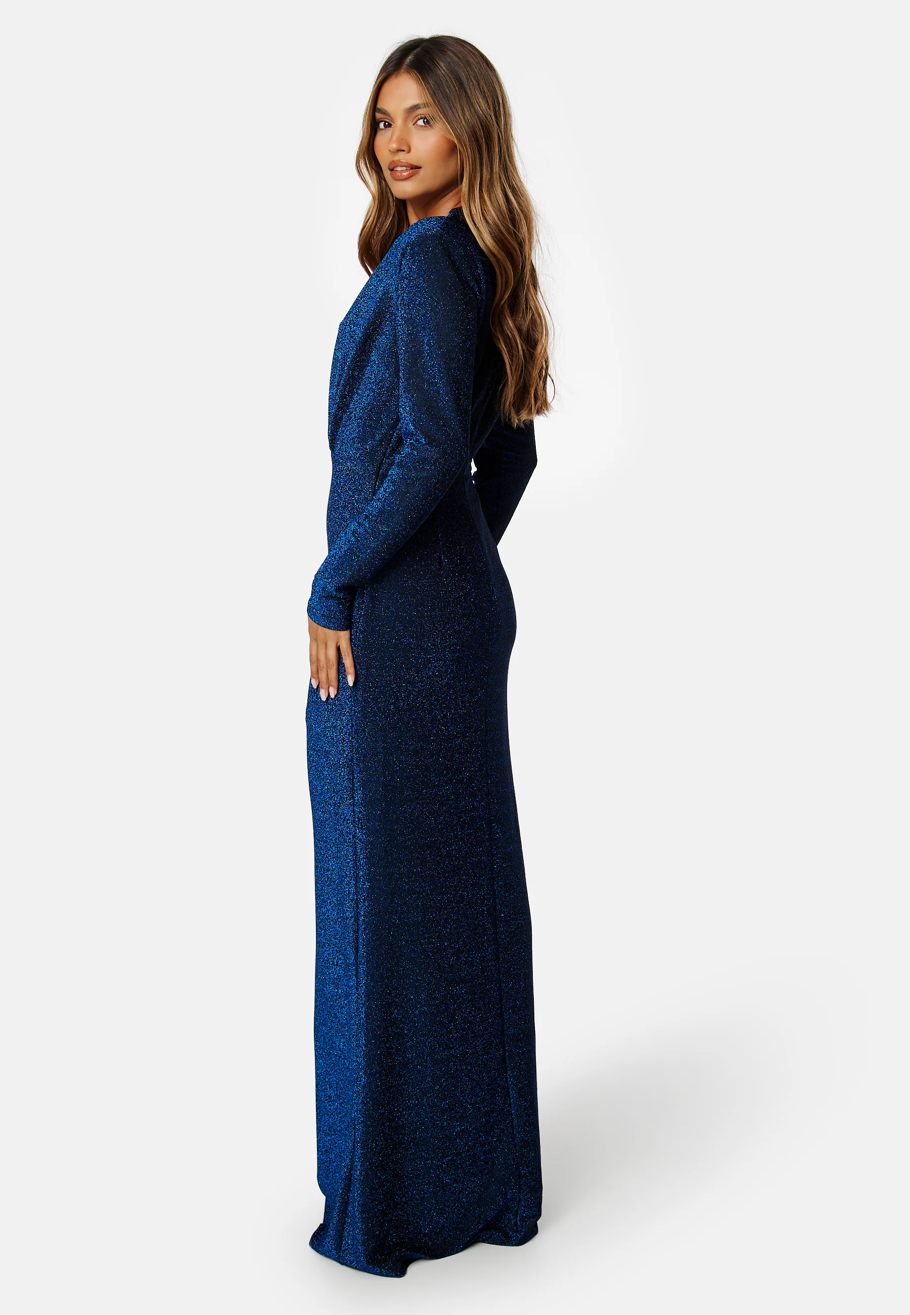 Sparkling Ruched Slit Gown - Image 4