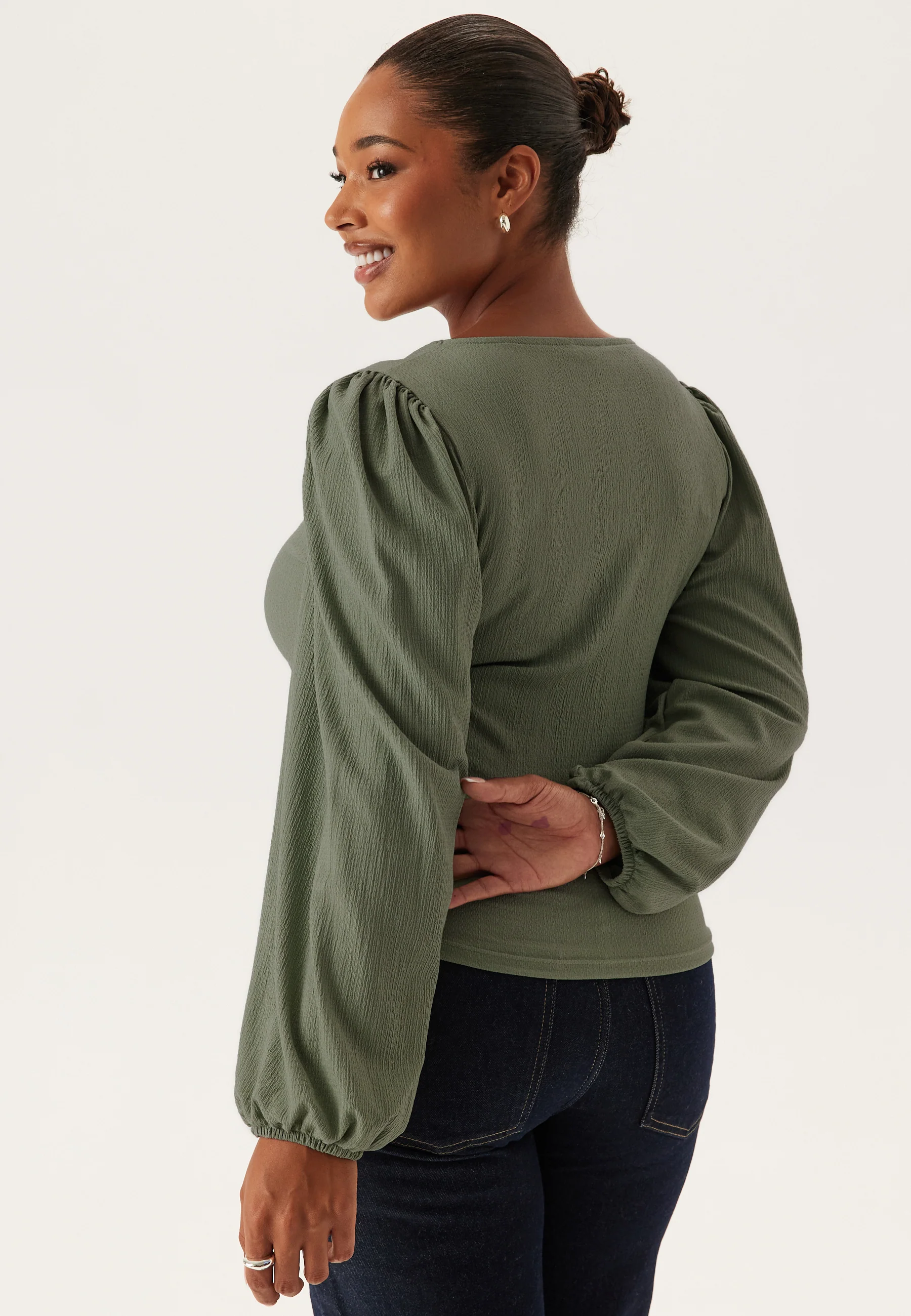 Square Neck Balloon Sleeve Top - Image 6