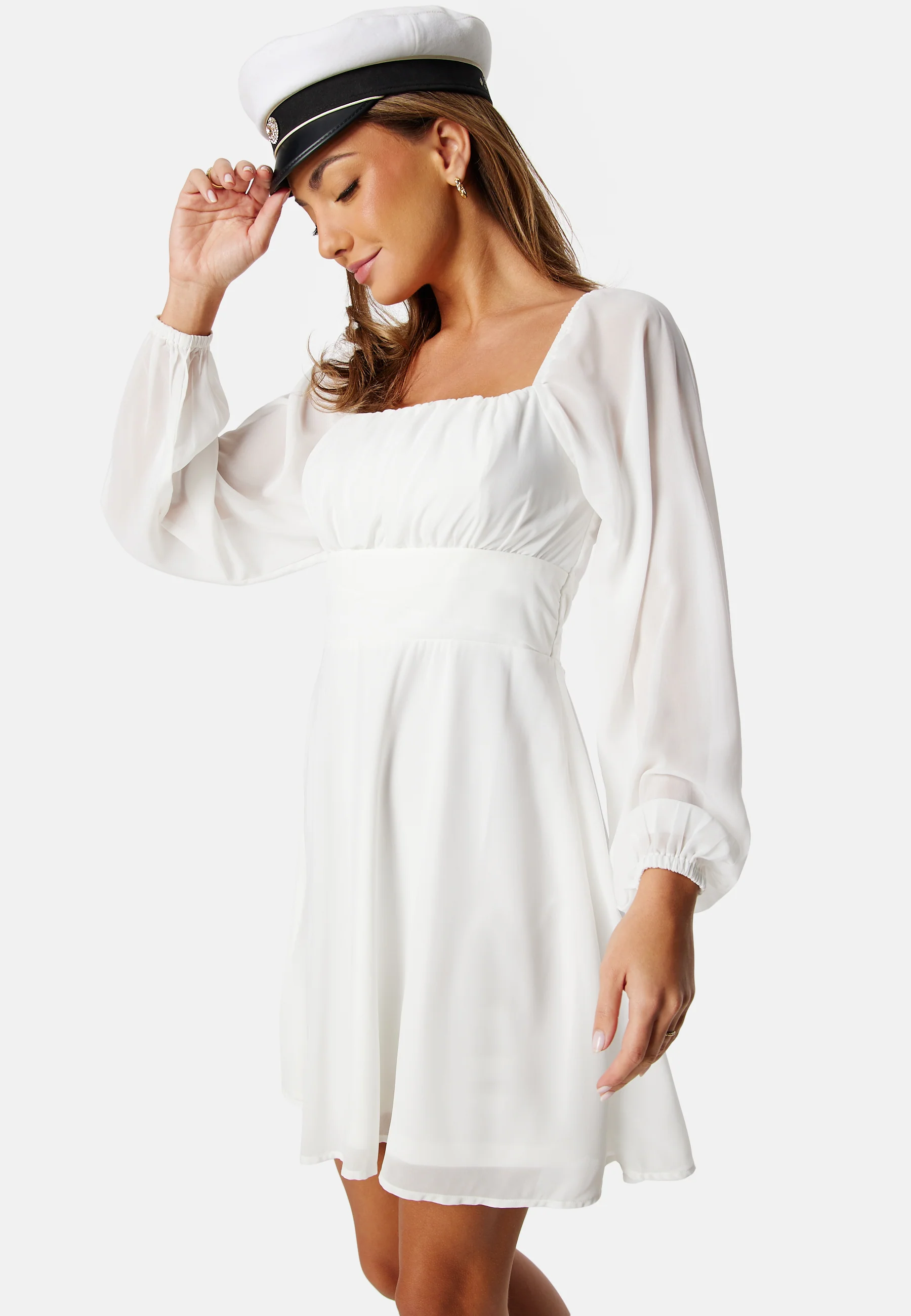 Square Neck L/S Chiffon Dress - Image 2