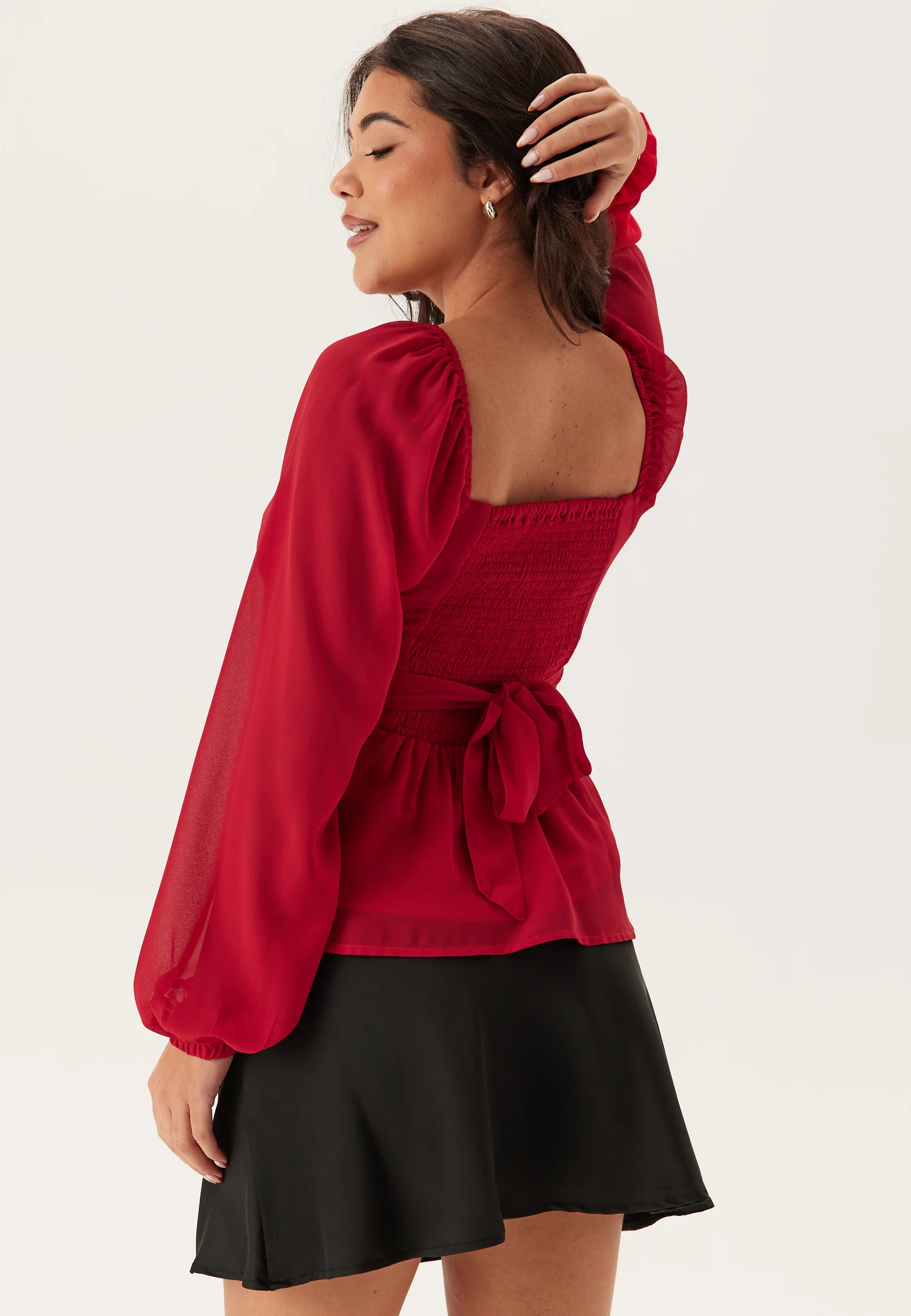 Square Neck L/S Georgette Blouse - Image 2