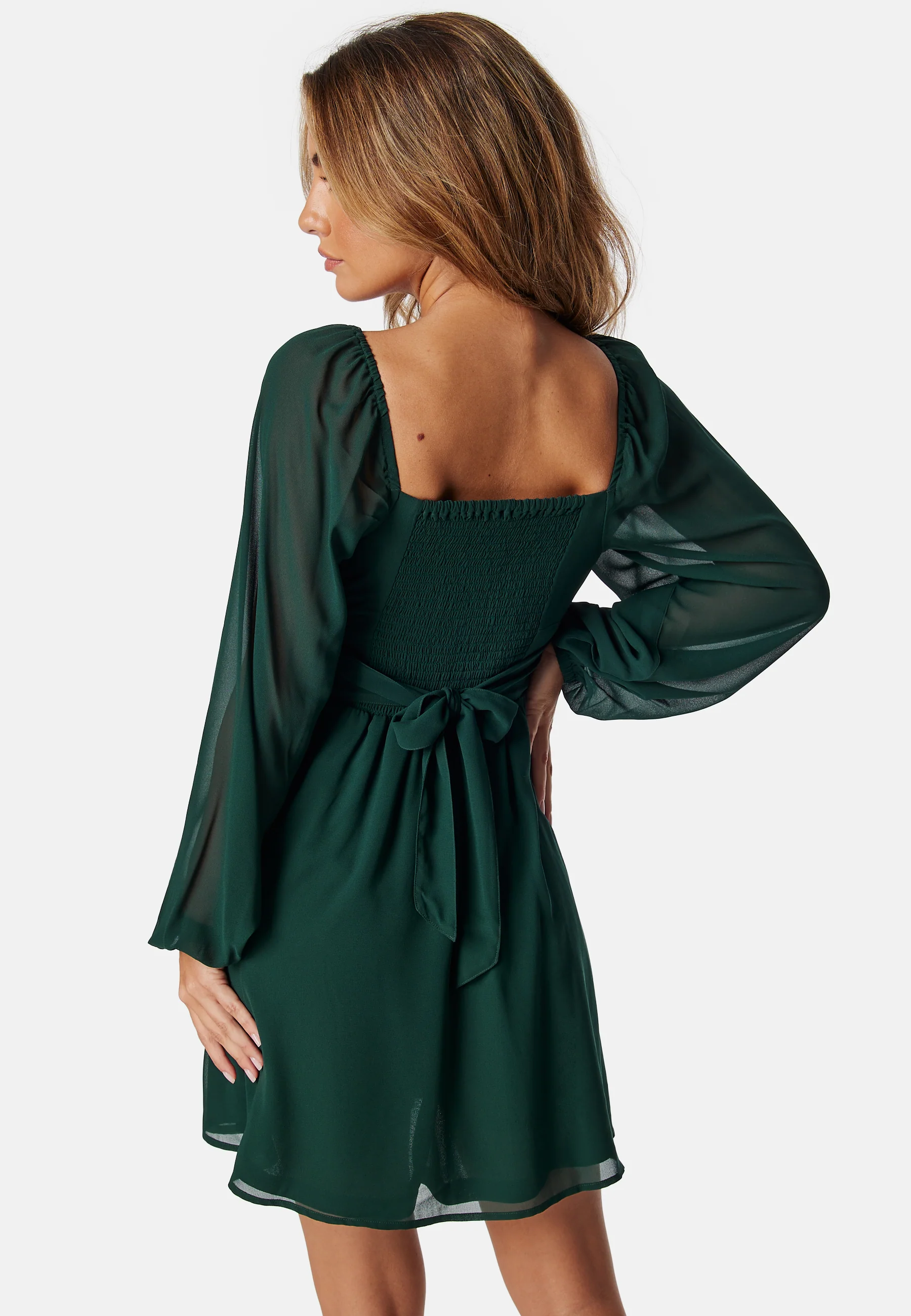 Square Neck L/S Georgette Dress - Image 2