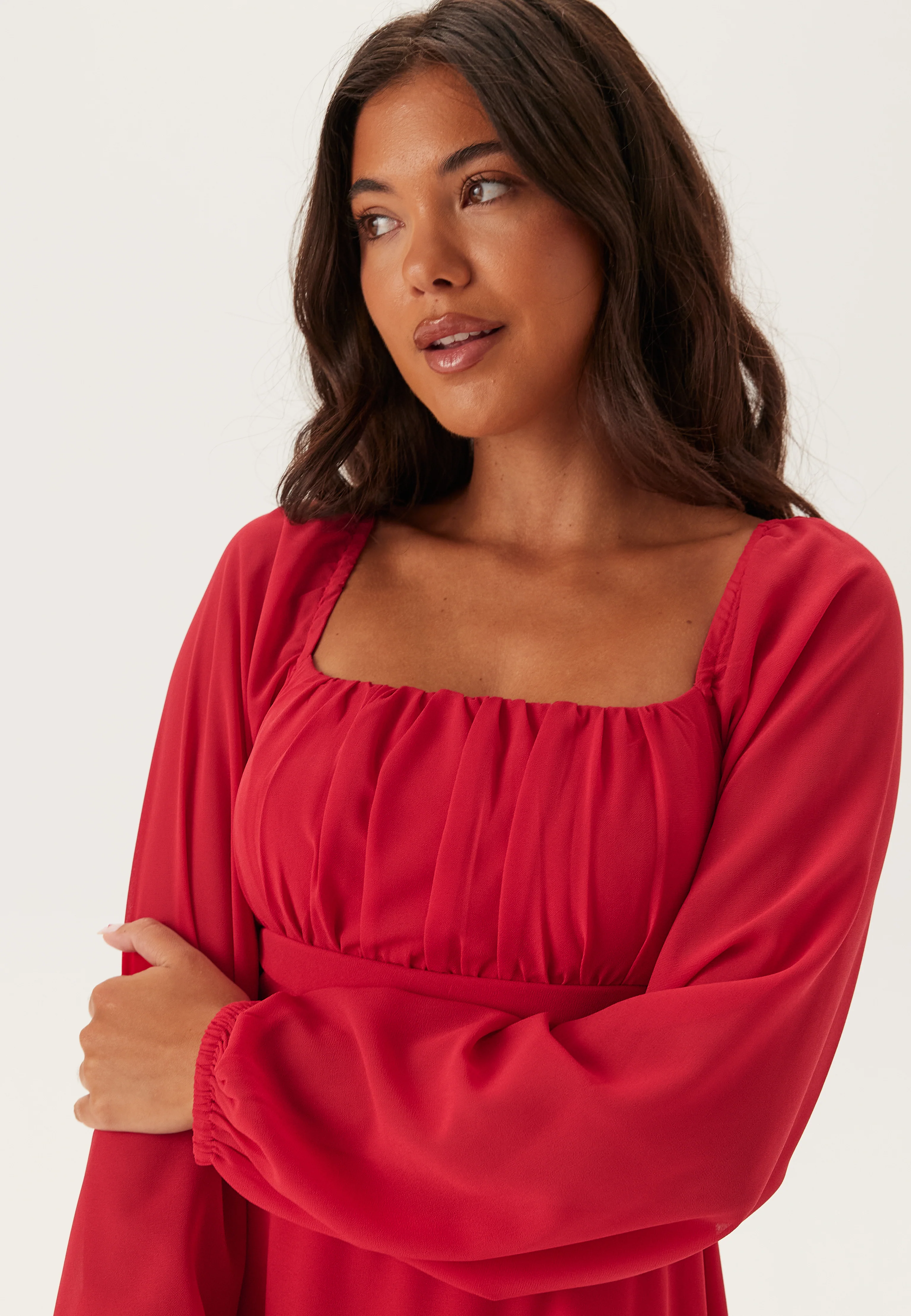 Square Neck L/S Georgette Dress - Image 6